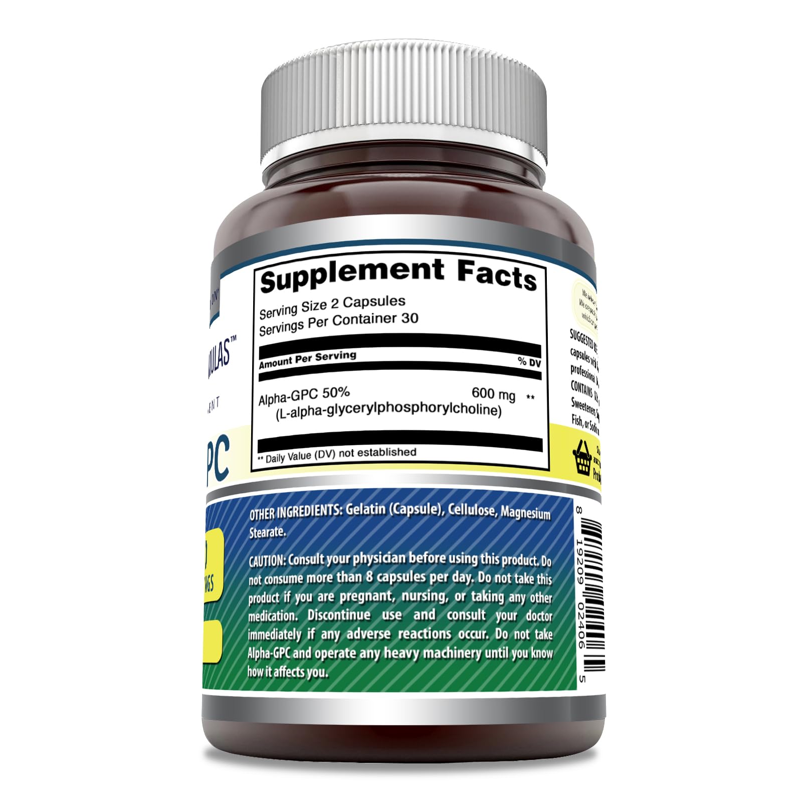 Foto 4 pulgar | Suplemento Amazing Formulas Alpha Gpc 600 Mg 60 Cápsulas - Venta Internacional.
