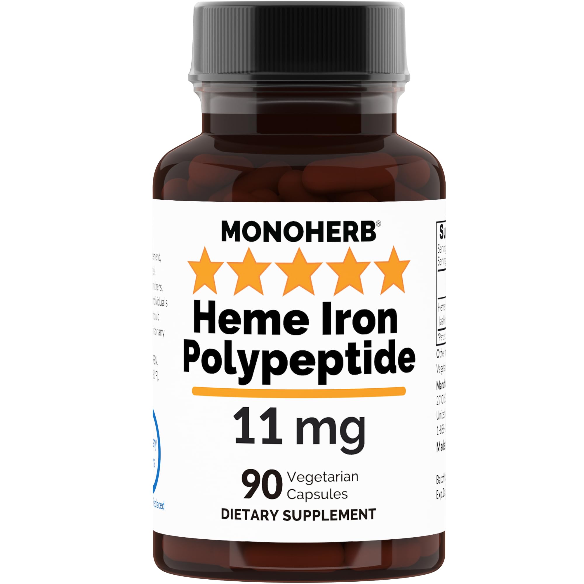 Foto 1 | Suplemento De Hierro Polipéptido De Hierro Hemo 11 Mg 90 Cápsulas - Venta Internacional.
