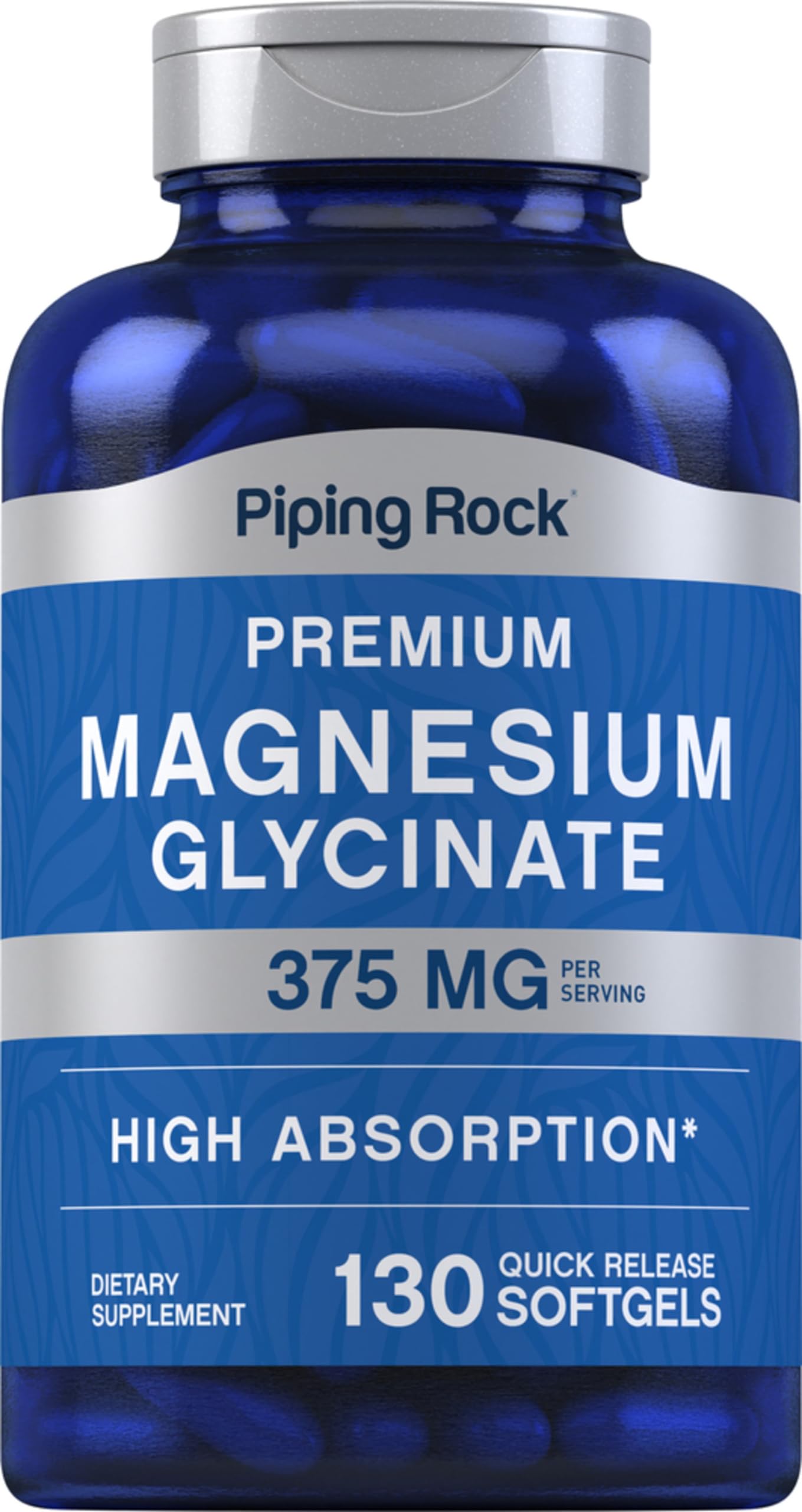 Foto 2 pulgar | Suplemento Piping Rock  Glicinato De Magnesio  375 Mg  130 Cápsulas Blandas - Venta Internacional.
