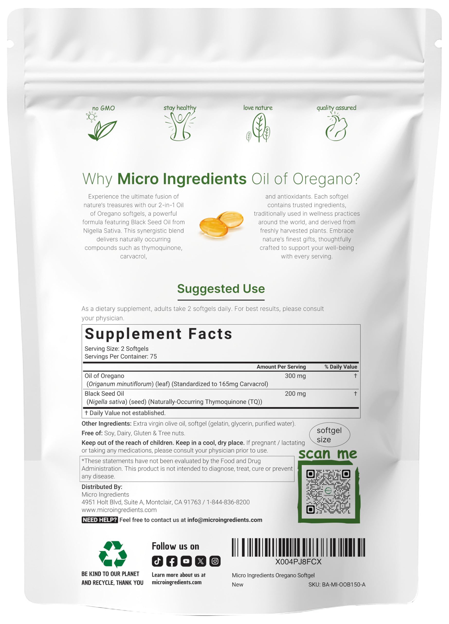 Foto 3 pulgar | Suplemento De Microingredientes: Aceite De Orégano  150 Cápsulas Blandas - Venta Internacional.