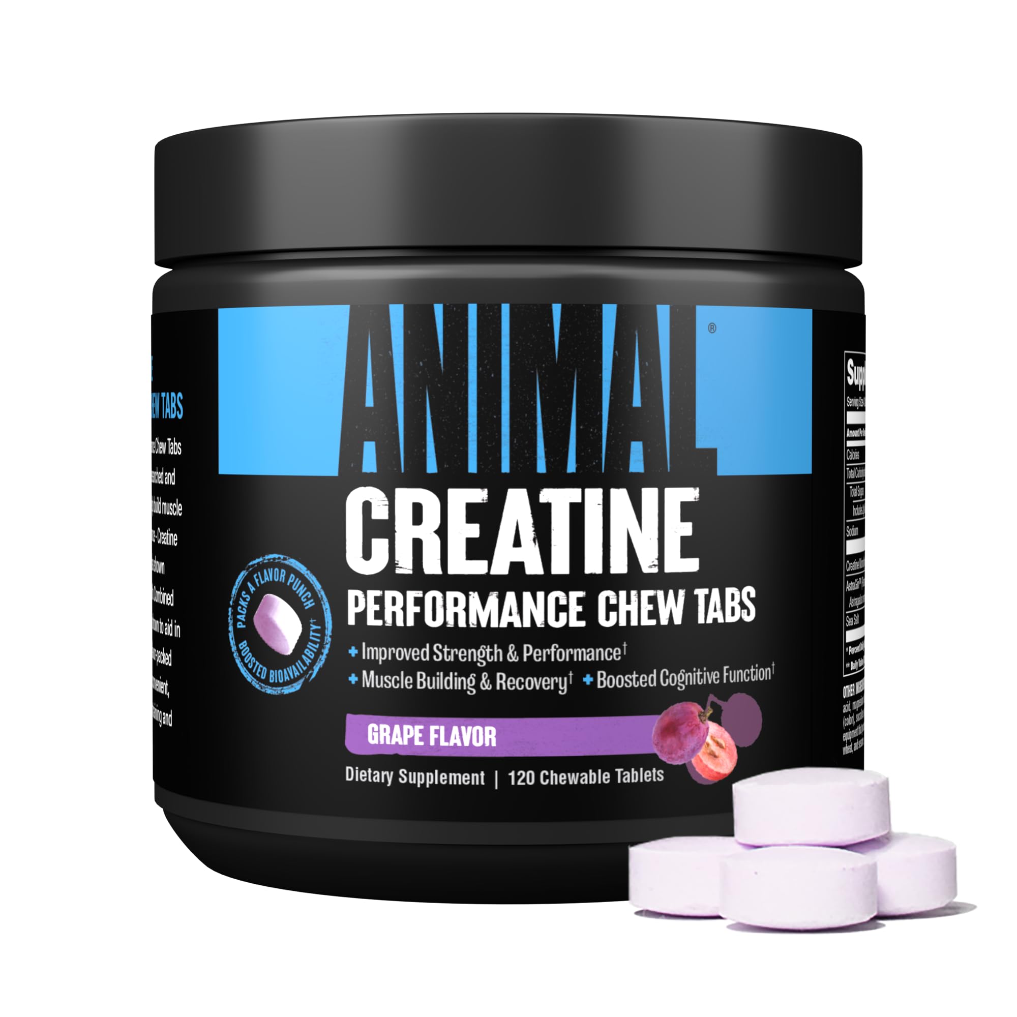 Foto 1 | Suplemento de Creatina Animal Sabor Uva 120 Tabletas Masticables - Venta Internacional