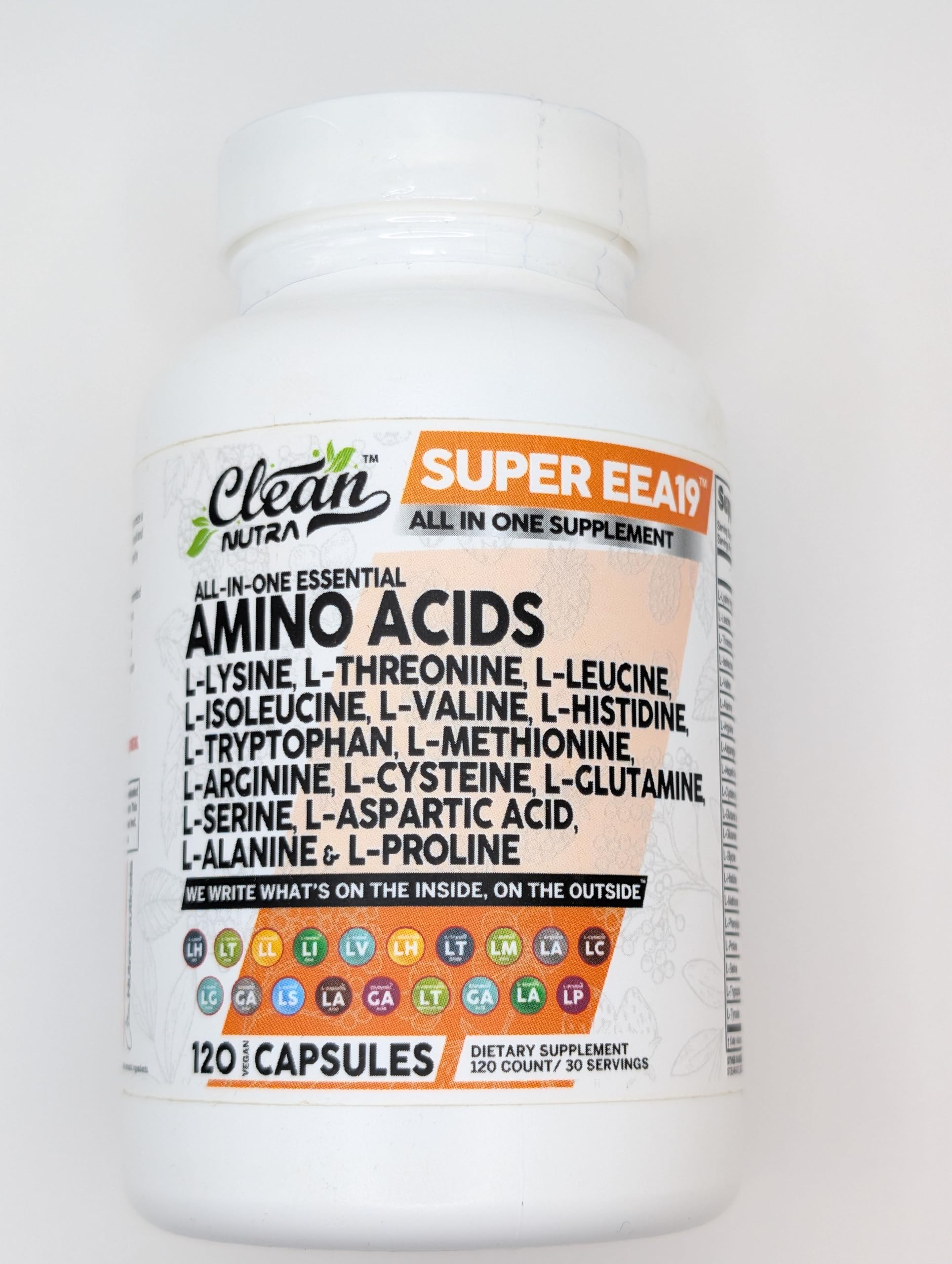 Foto 7 pulgar | Suplemento de Aminoácidos Super EEA19 Clean Nutraceuticals 120 Cápsulas - Venta Internacional