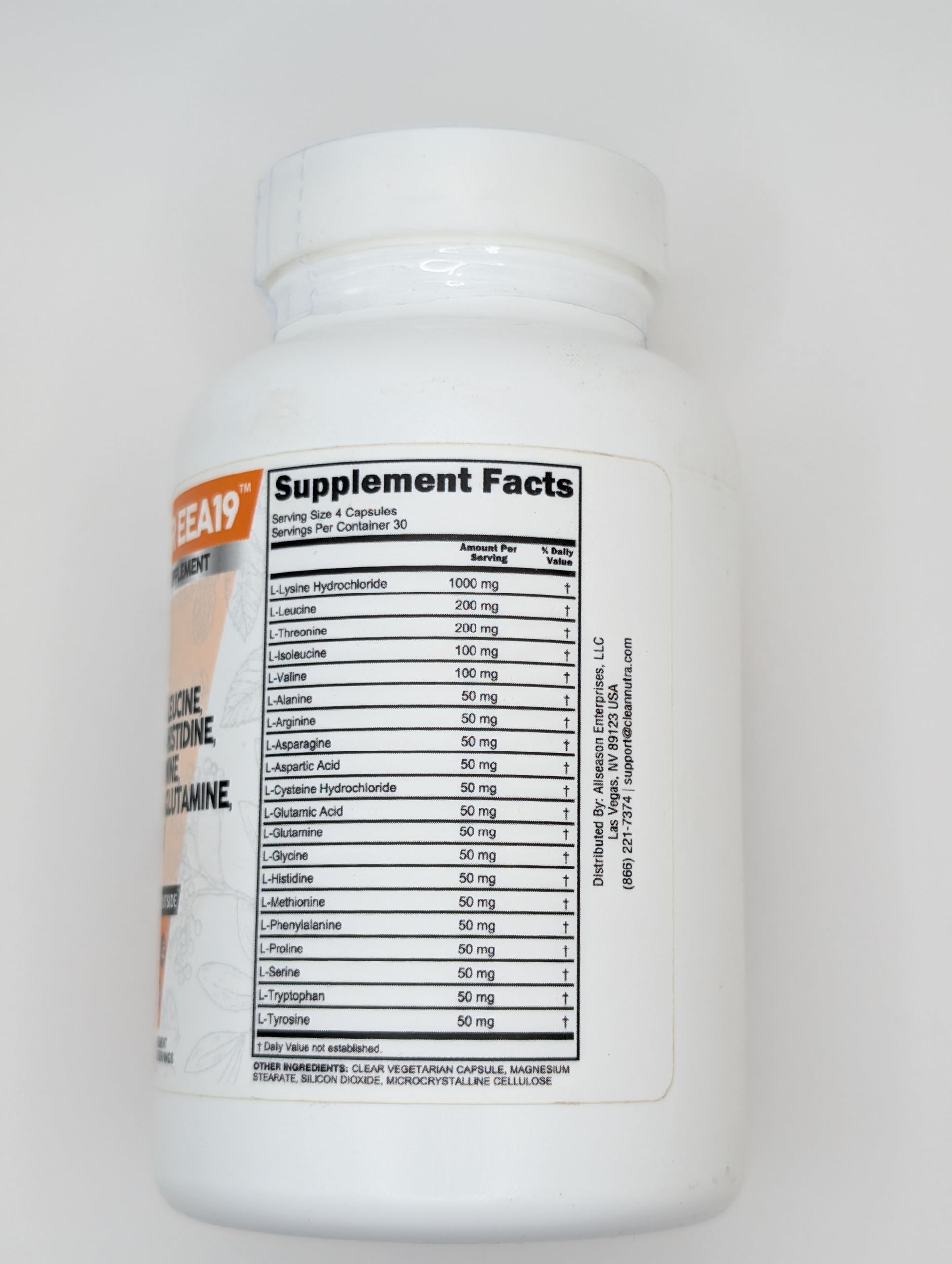 Foto 8 pulgar | Suplemento de Aminoácidos Super EEA19 Clean Nutraceuticals 120 Cápsulas - Venta Internacional