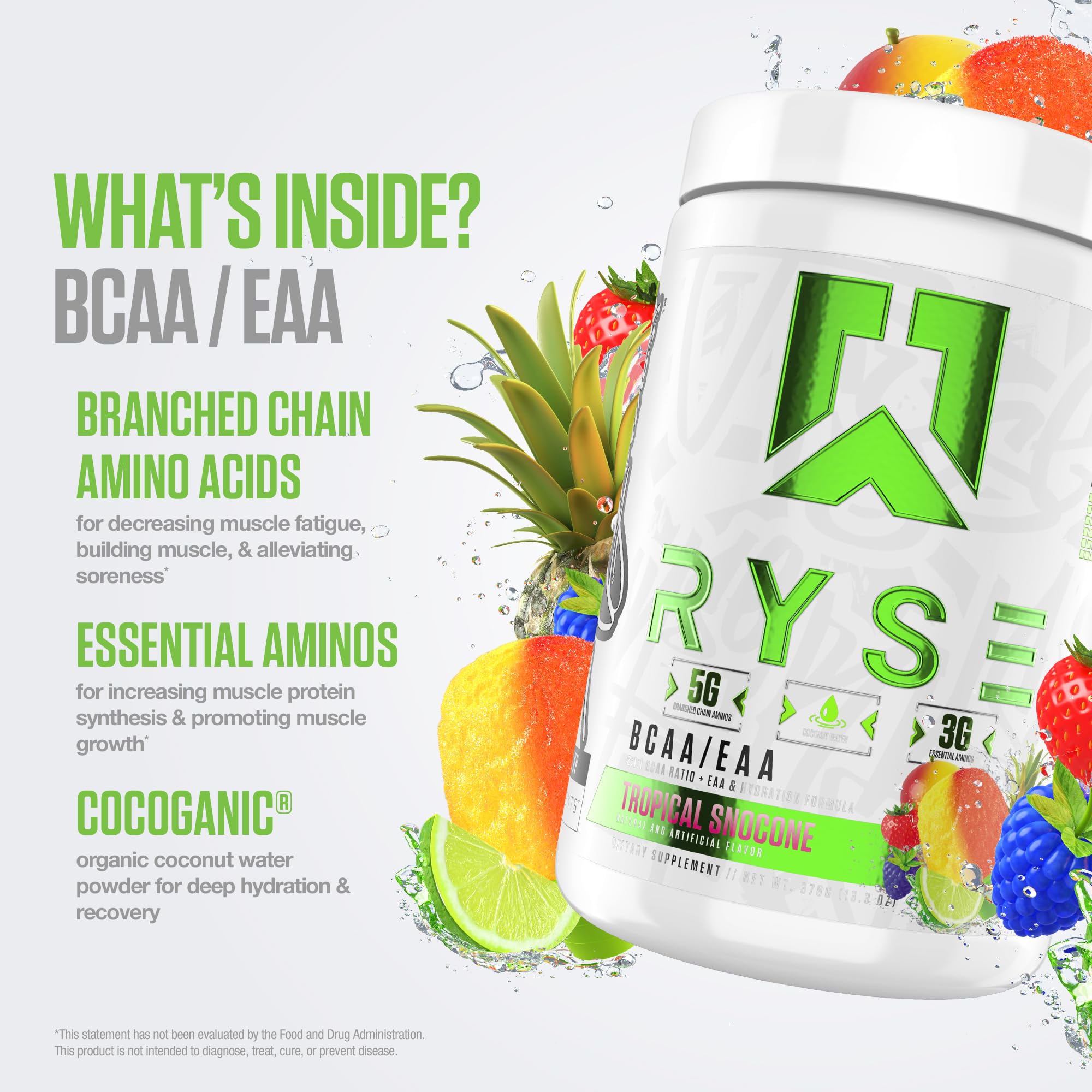 Foto 5 pulgar | Suplemento Ryse Bcaa Eaa En Polvo Tropical Snocone 30 Porciones - Venta Internacional.