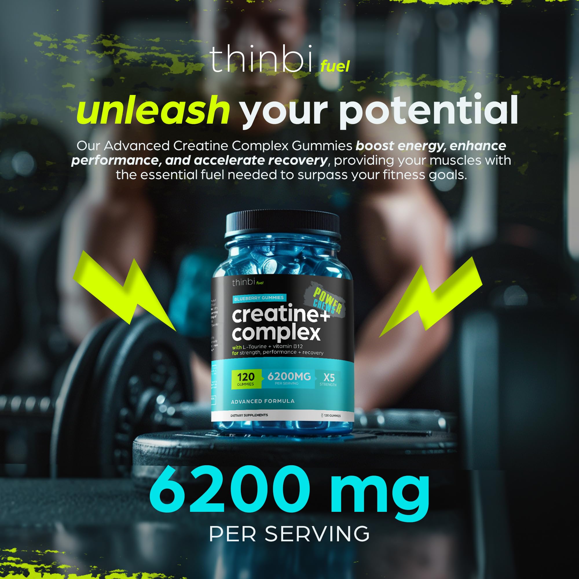 Foto 3 pulgar | Gomitas De Monohidrato De Creatina Supplement Artnaturals  6200 Mg - Venta Internacional.