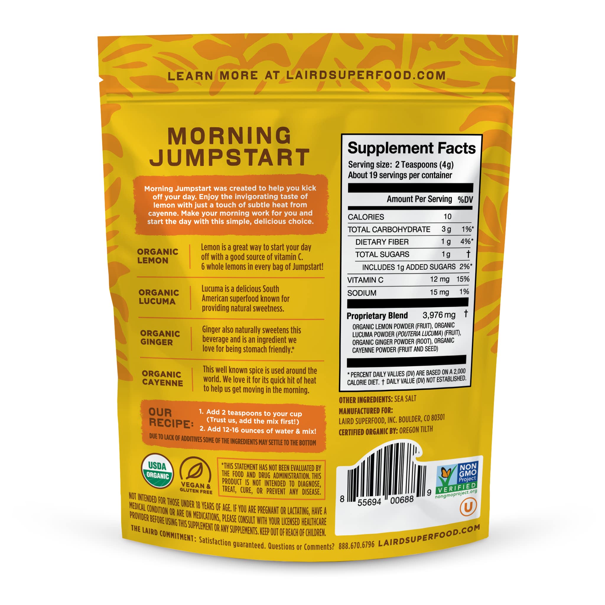 Foto 3 | Suplemento Laird Superfood Morning Jumpstart Lemon 80 Ml - Venta Internacional.