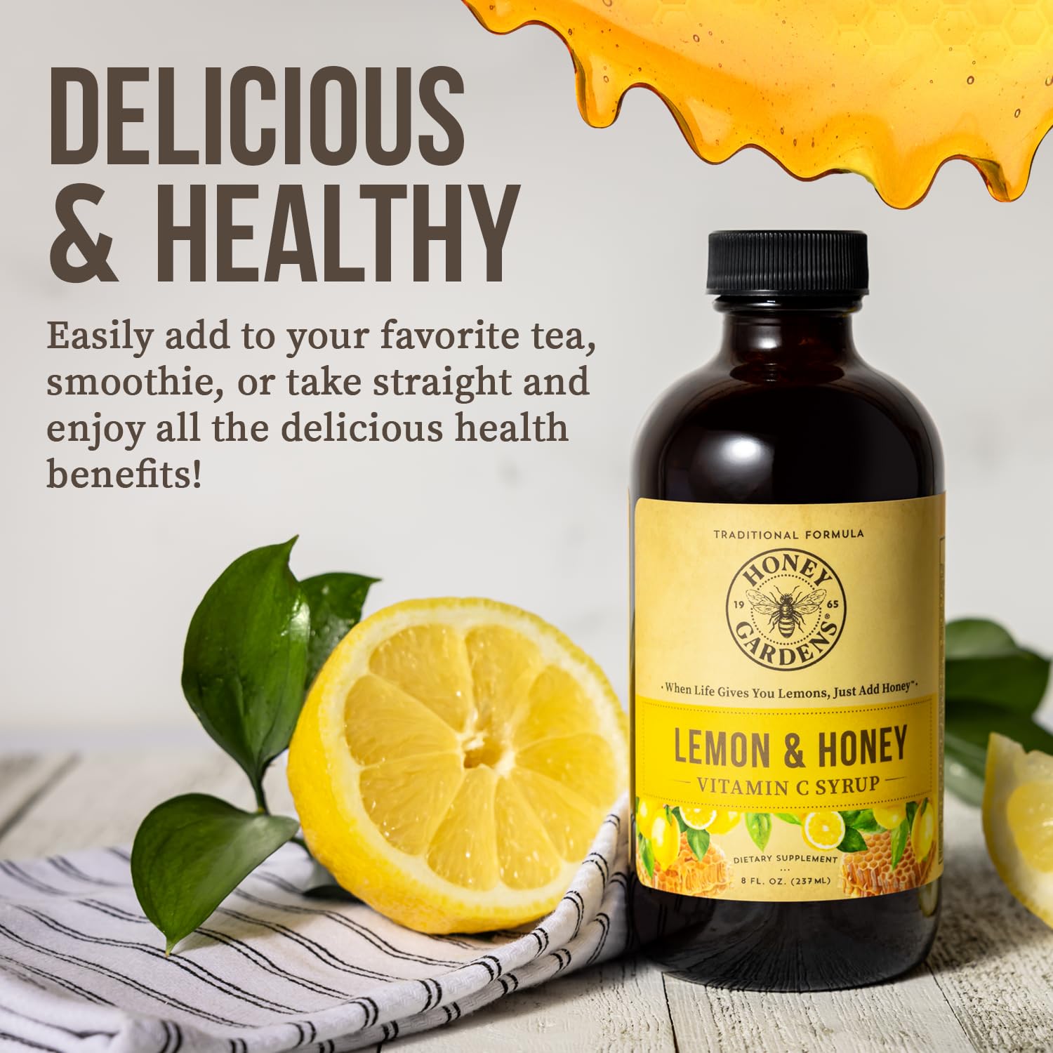 Foto 4 | Jarabe Honey Gardens  Miel Y Limón  Tarro De 240 Ml - Venta Internacional.