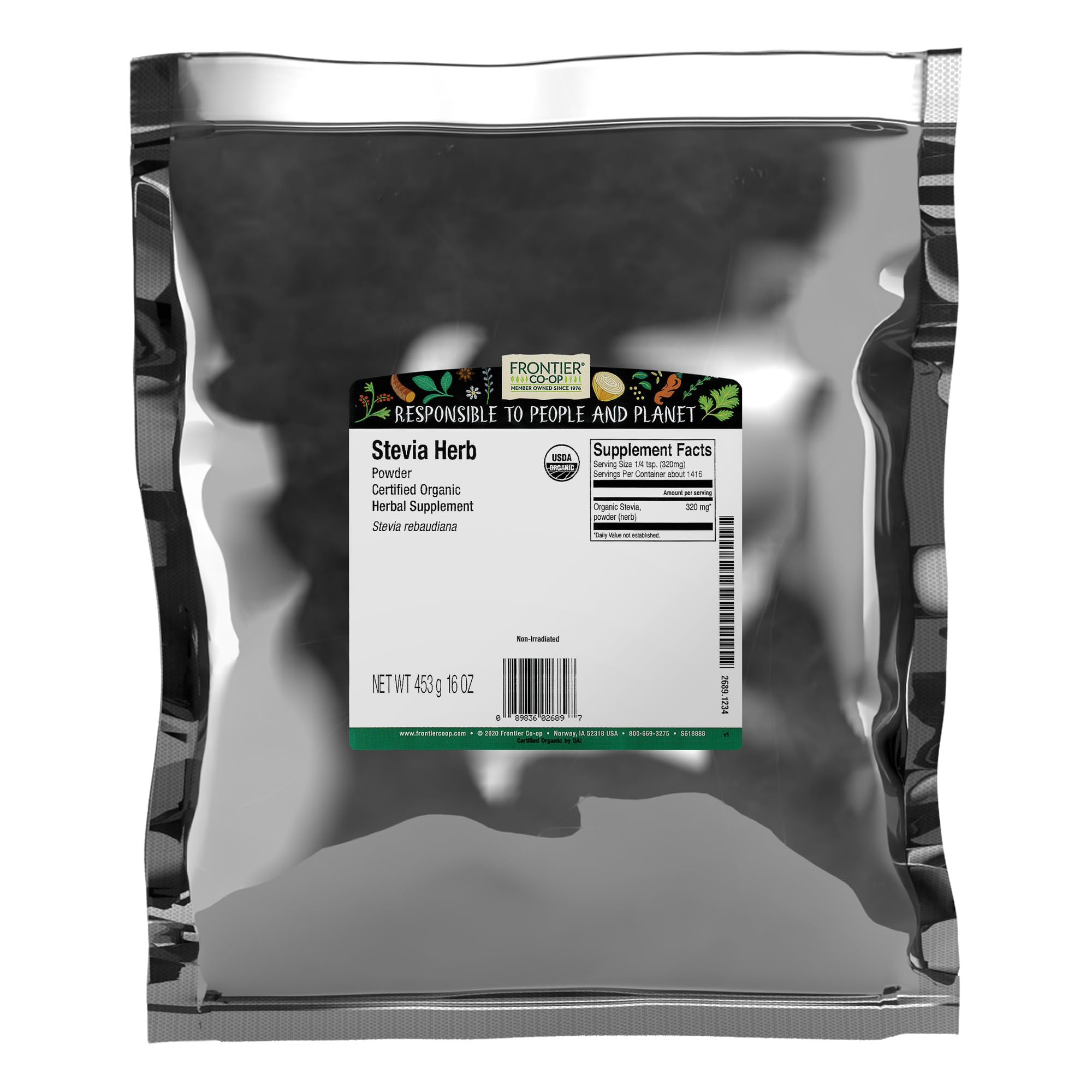 Foto 1 | Polvo De Stevia Frontier Co-op  100% Orgánico Puro  454 G - Venta Internacional.