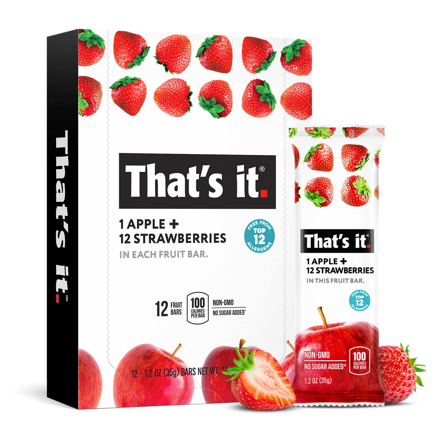 Foto 1 | Bar De Frutas Eso Es Todo. Apple + Strawberry 100% Natural (paquete De 12) - Venta Internacional.