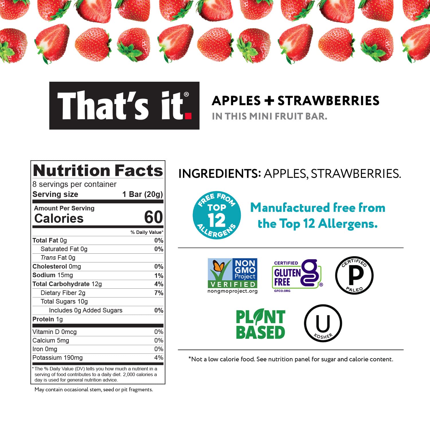 Foto 4 pulgar | Bar De Frutas Eso Es Todo. Apple + Strawberry 100% Natural (paquete De 12) - Venta Internacional.