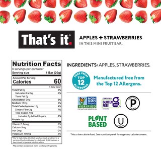 Foto 3 | Bar De Frutas Eso Es Todo. Apple + Strawberry 100% Natural (paquete De 12) - Venta Internacional.