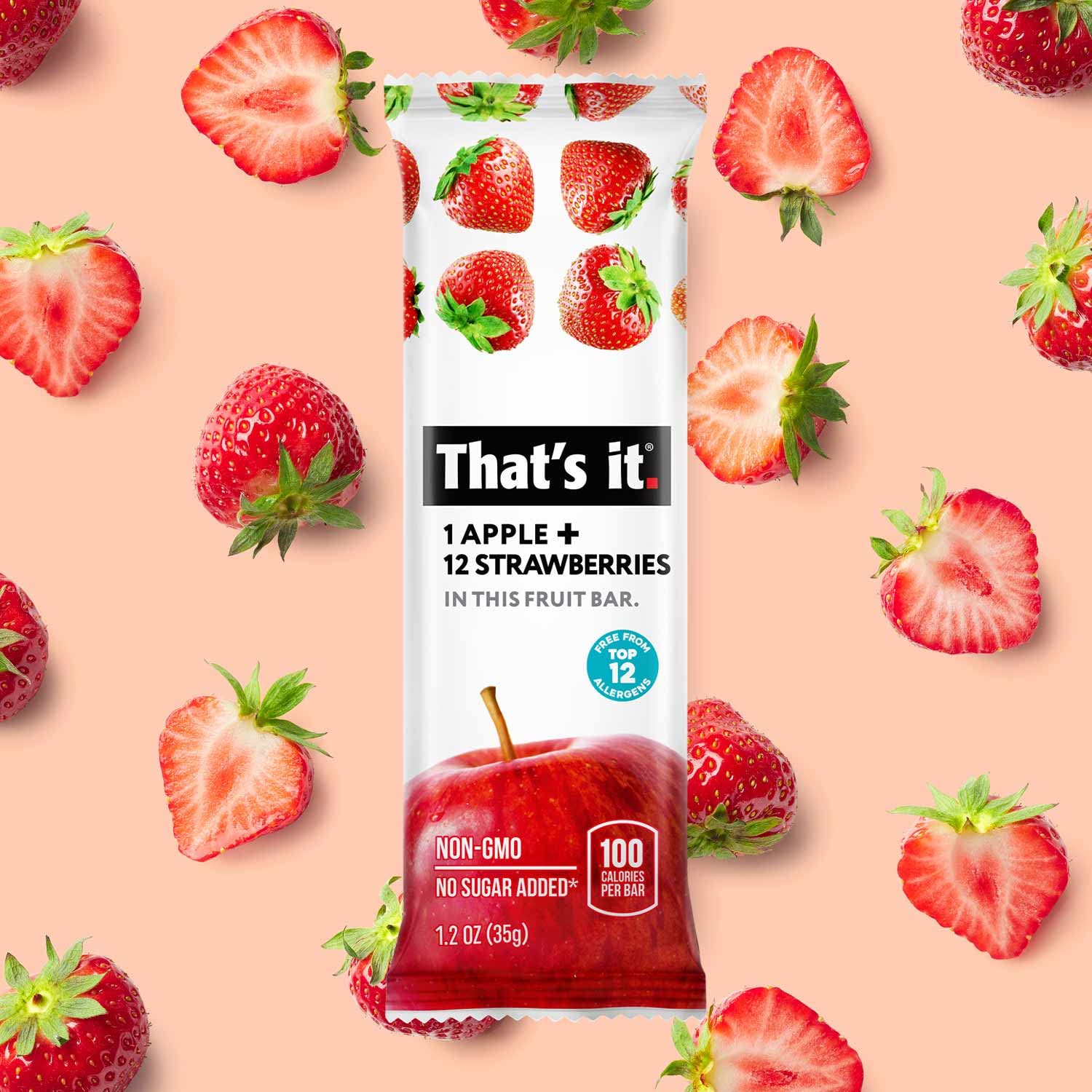 Foto 5 pulgar | Bar De Frutas Eso Es Todo. Apple + Strawberry 100% Natural (paquete De 12) - Venta Internacional.