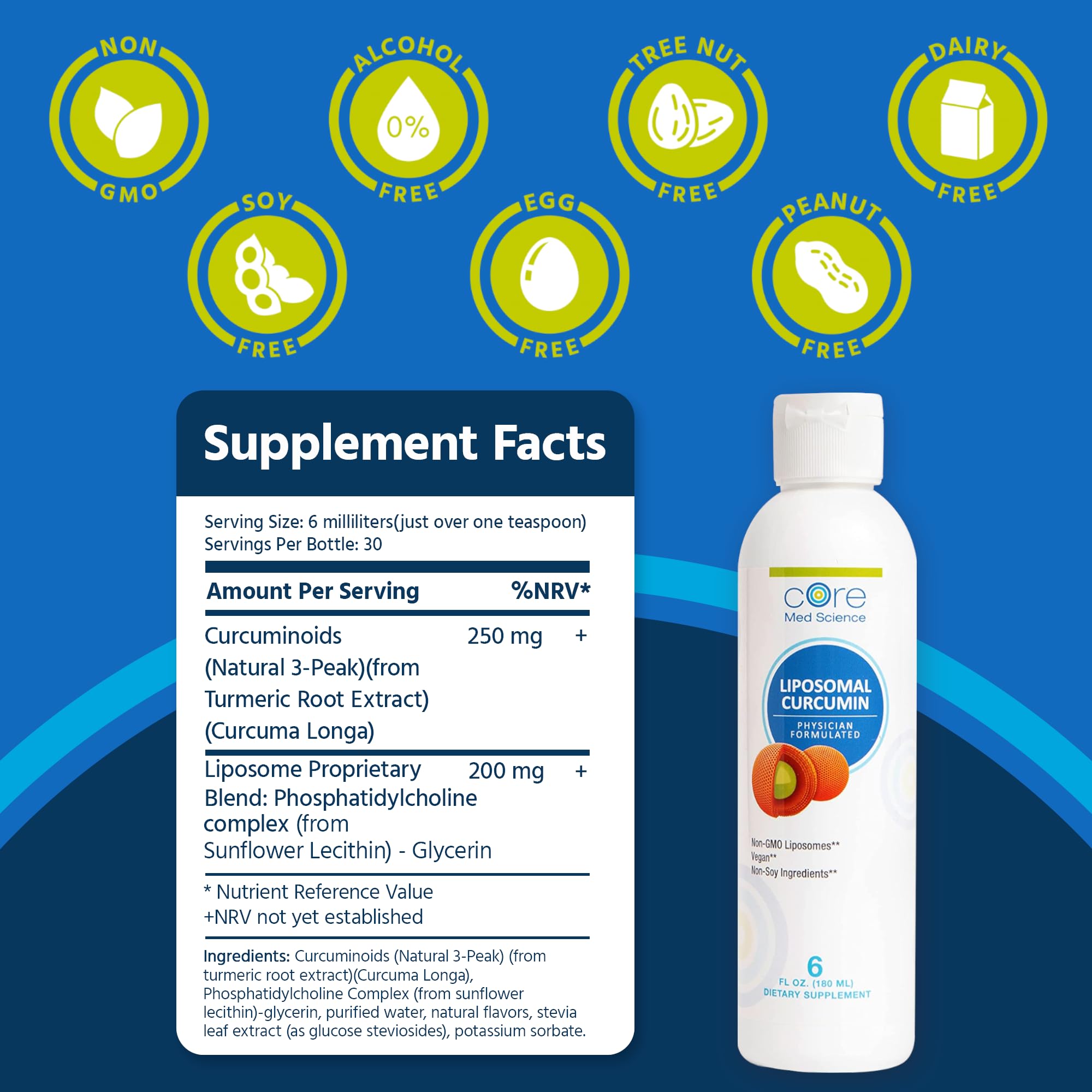 Foto 4 pulgar | Suplemento Core Med Science De Curcumina Liposomal  180 Ml - Venta Internacional.