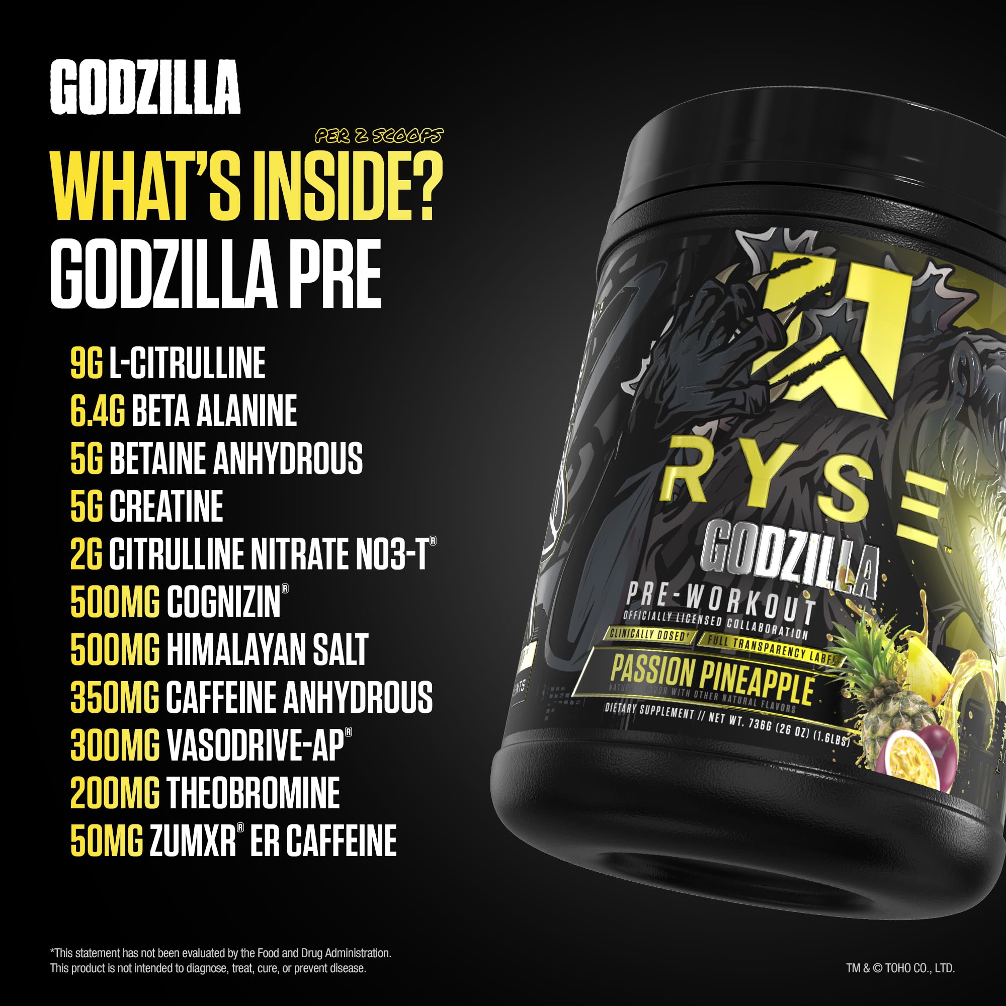 Foto 5 pulgar | Polvo Previo Al Entrenamiento Ryse Godzilla X Noel Deyzel Passion Pineapple - Venta Internacional.