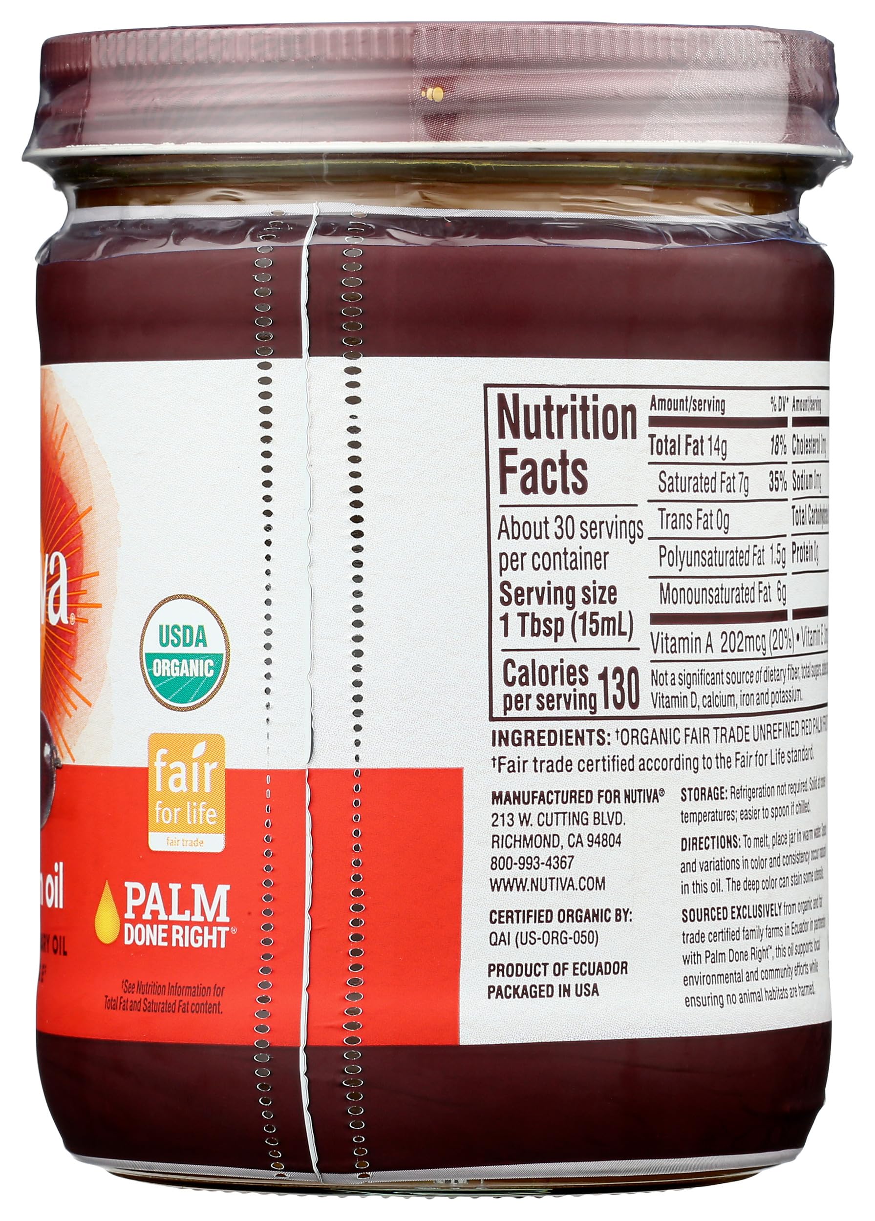 Foto 8 pulgar | Aceite De Palma Roja Nutiva Organic Fair Trade 450 Ml - Venta Internacional.