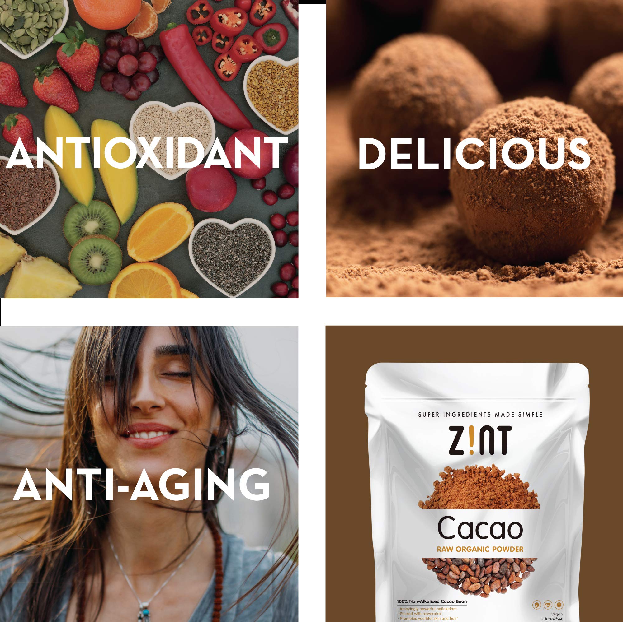 Foto 4 | Cacao En Polvo Zint Organic 240 Ml  Antienvejecimiento Certificado Paleo - Venta Internacional.