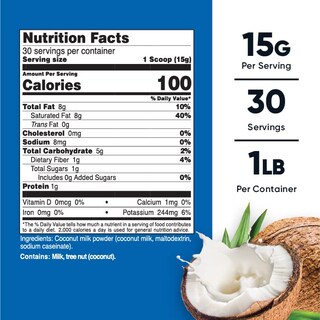 Foto 2 | Leche De Coco En Polvo Nutricost 454 G - Venta Internacional.