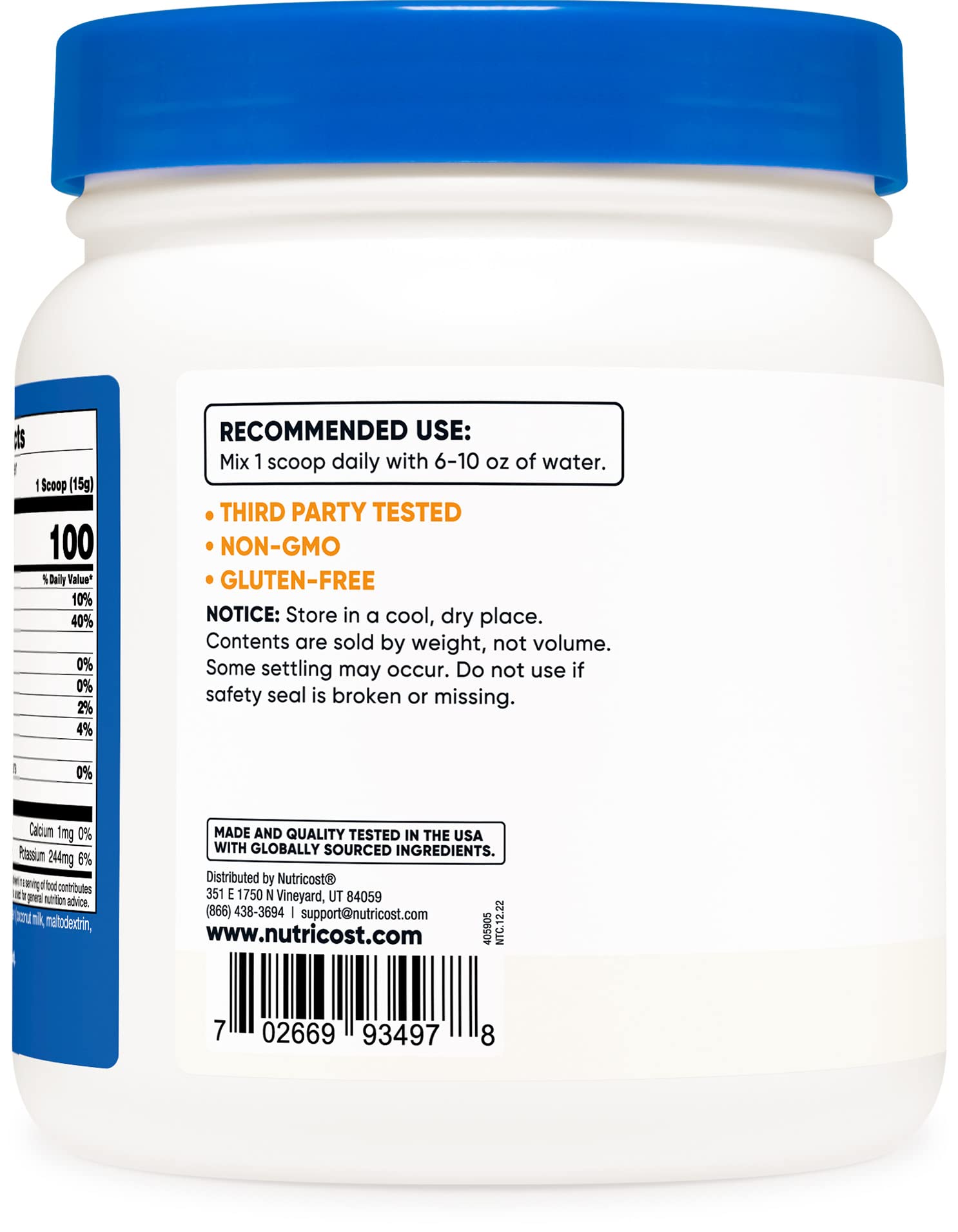 Foto 4 pulgar | Leche De Coco En Polvo Nutricost 454 G - Venta Internacional.