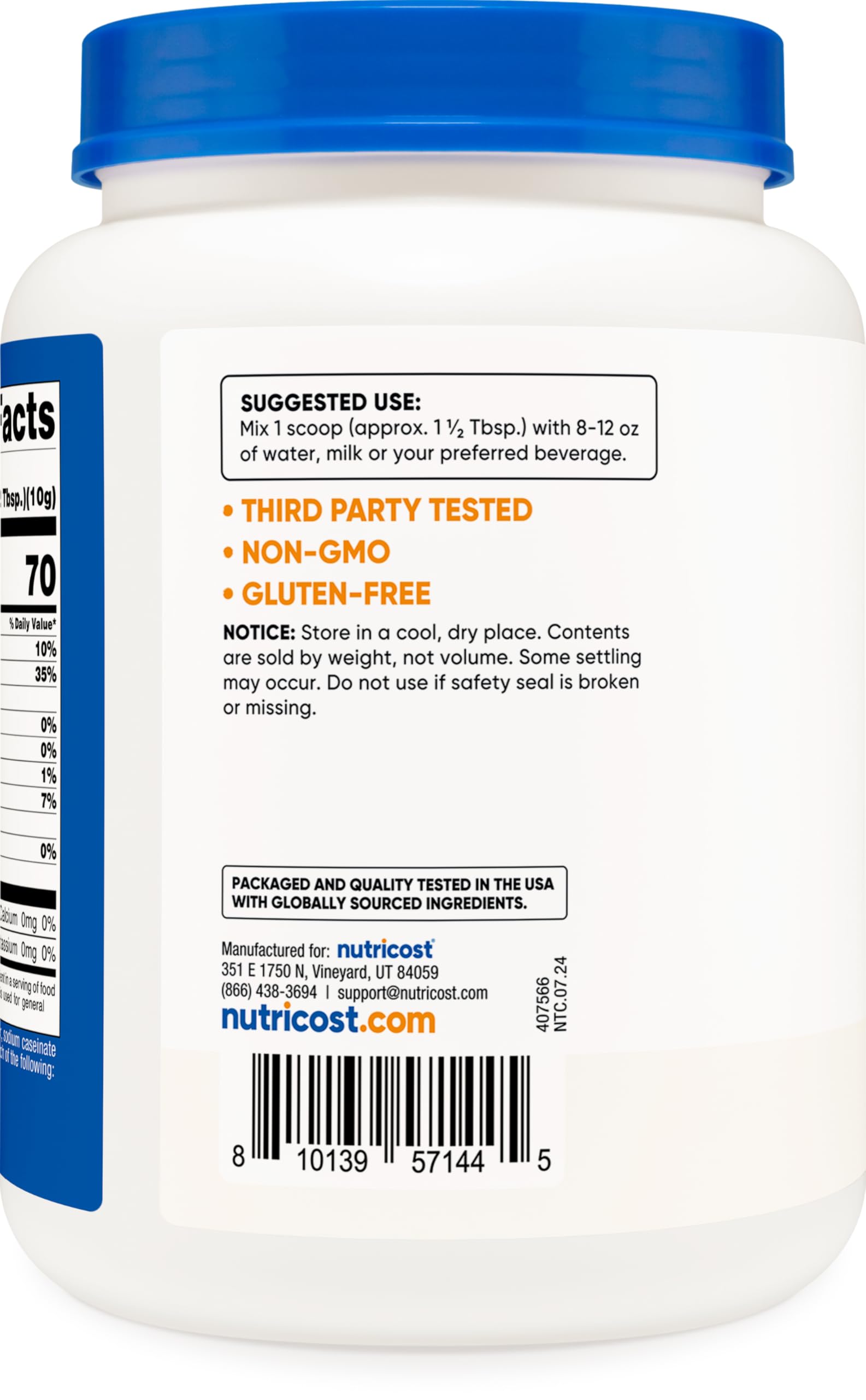 Foto 4 | Aceite De Coco En Polvo Nutricost 0.9 Kg (90 Porciones) Sin Ogm - Venta Internacional.