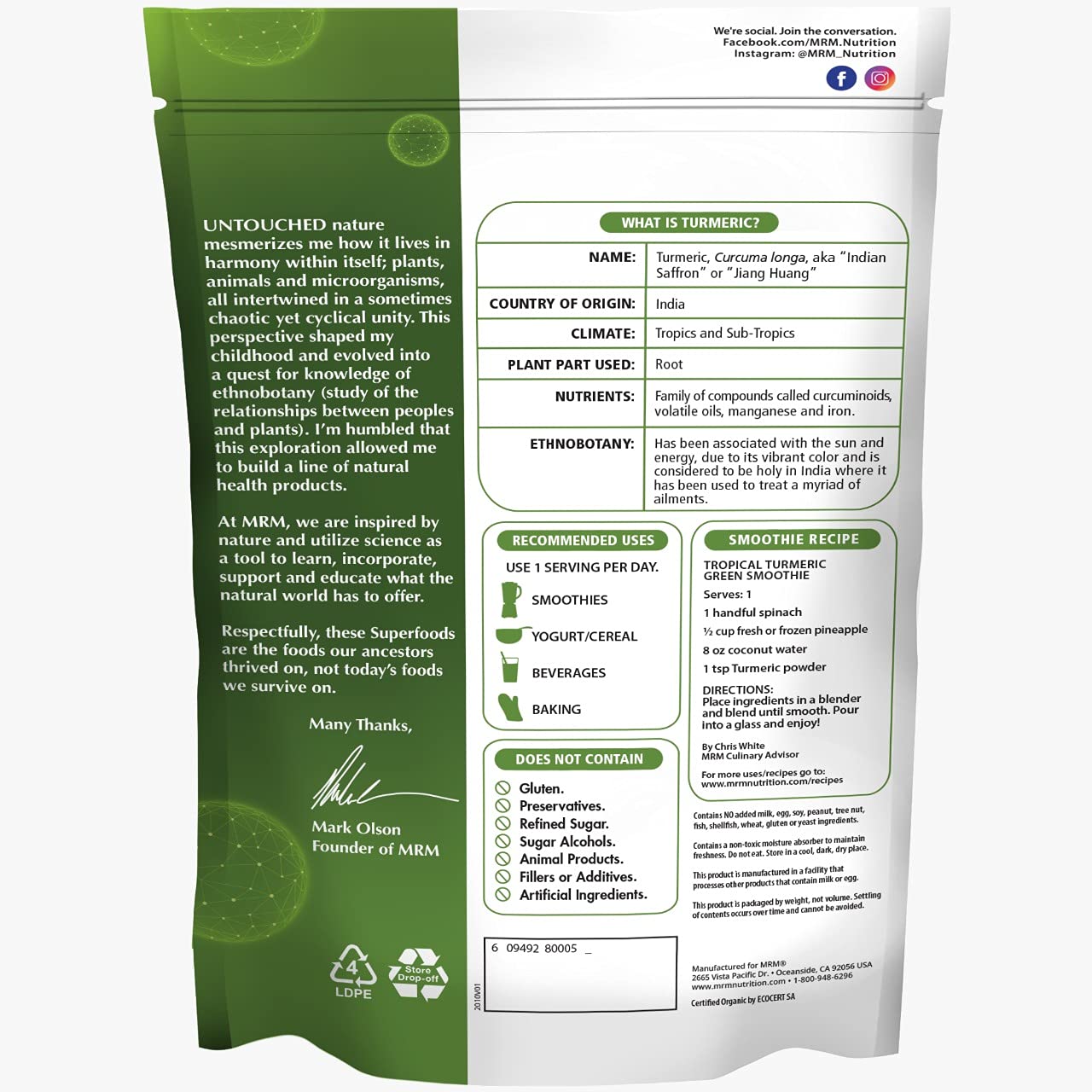 Foto 3 pulgar | Cúrcuma En Polvo Mrm Nutrition  Orgánica  Sin Gluten  Vegana  85 Porciones - Venta Internacional.