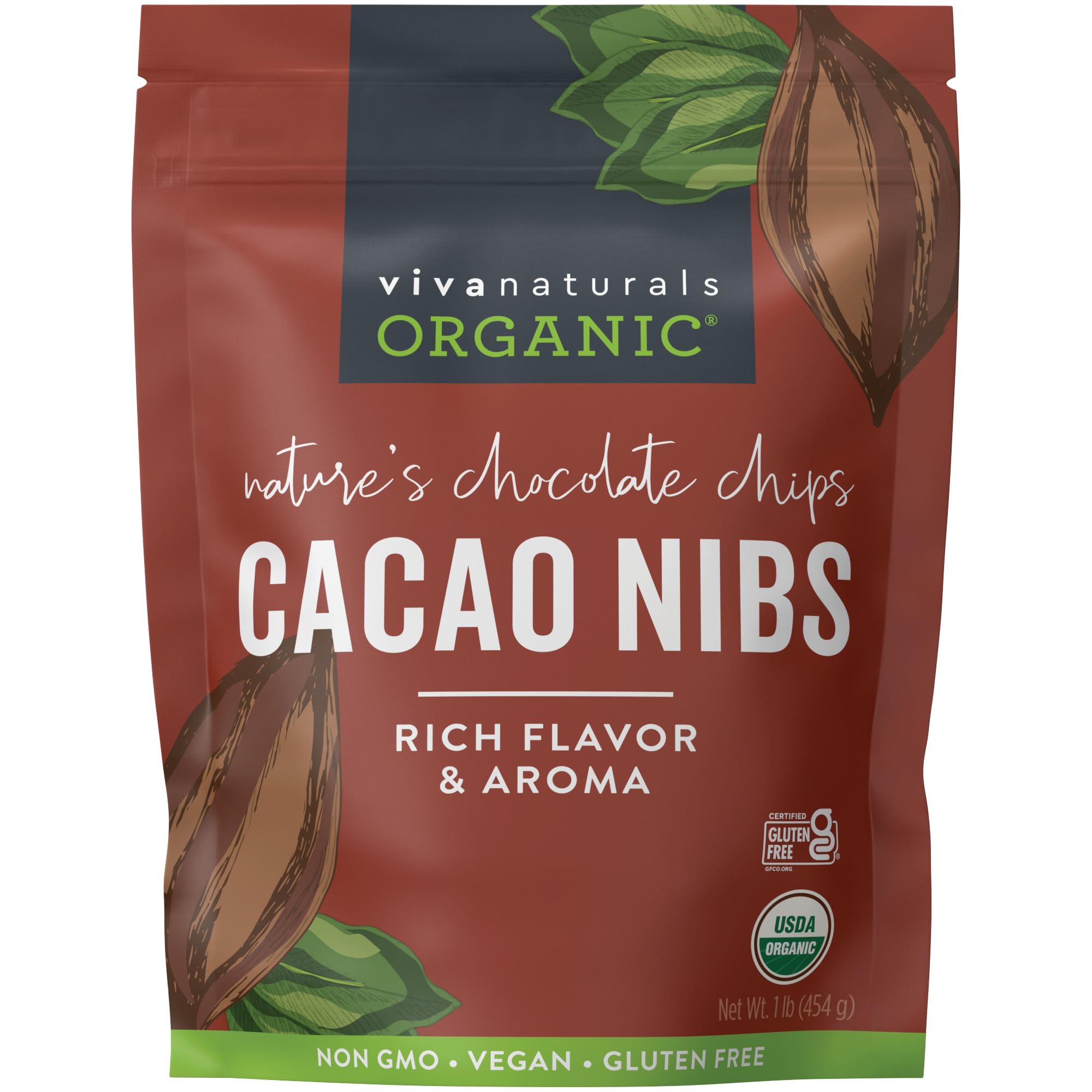Foto 2 pulgar | Cacao Nibs Viva Naturals  Superalimento Cetovegano Orgánico De 454 G - Venta Internacional.