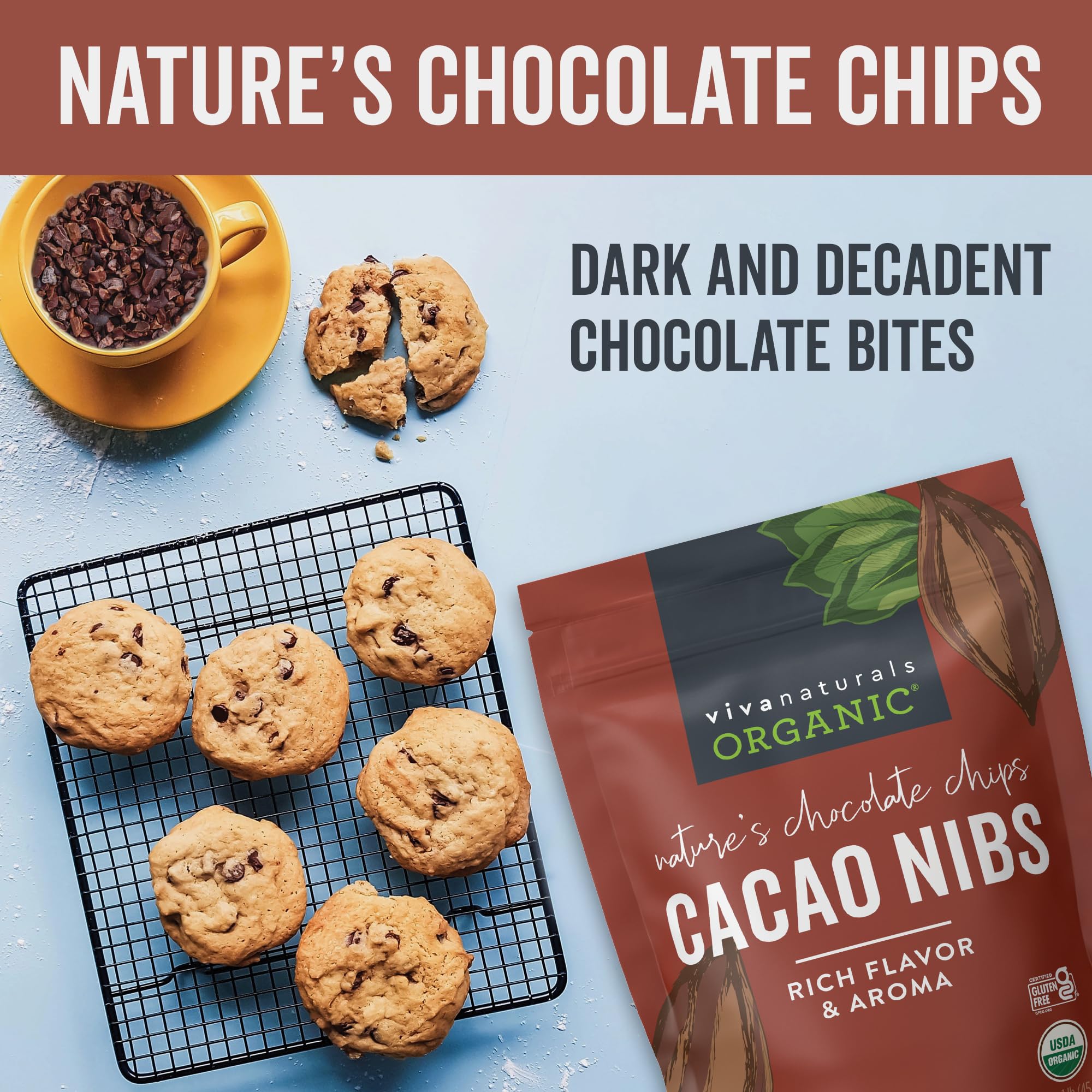 Foto 3 pulgar | Cacao Nibs Viva Naturals  Superalimento Cetovegano Orgánico De 454 G - Venta Internacional.