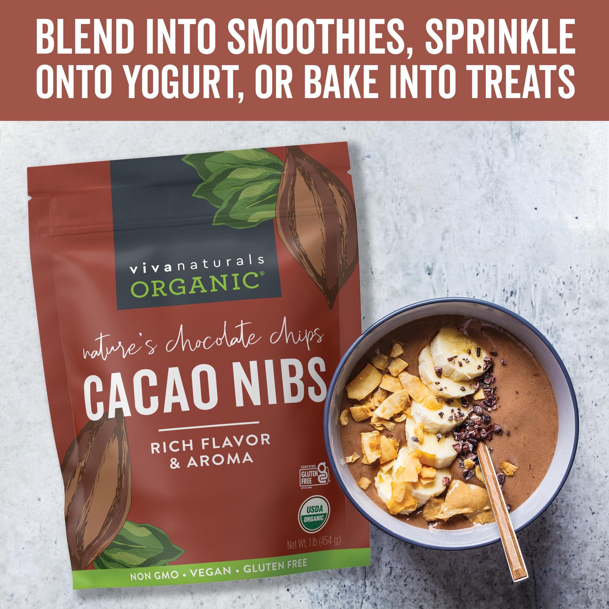 Foto 6 pulgar | Cacao Nibs Viva Naturals  Superalimento Cetovegano Orgánico De 454 G - Venta Internacional.