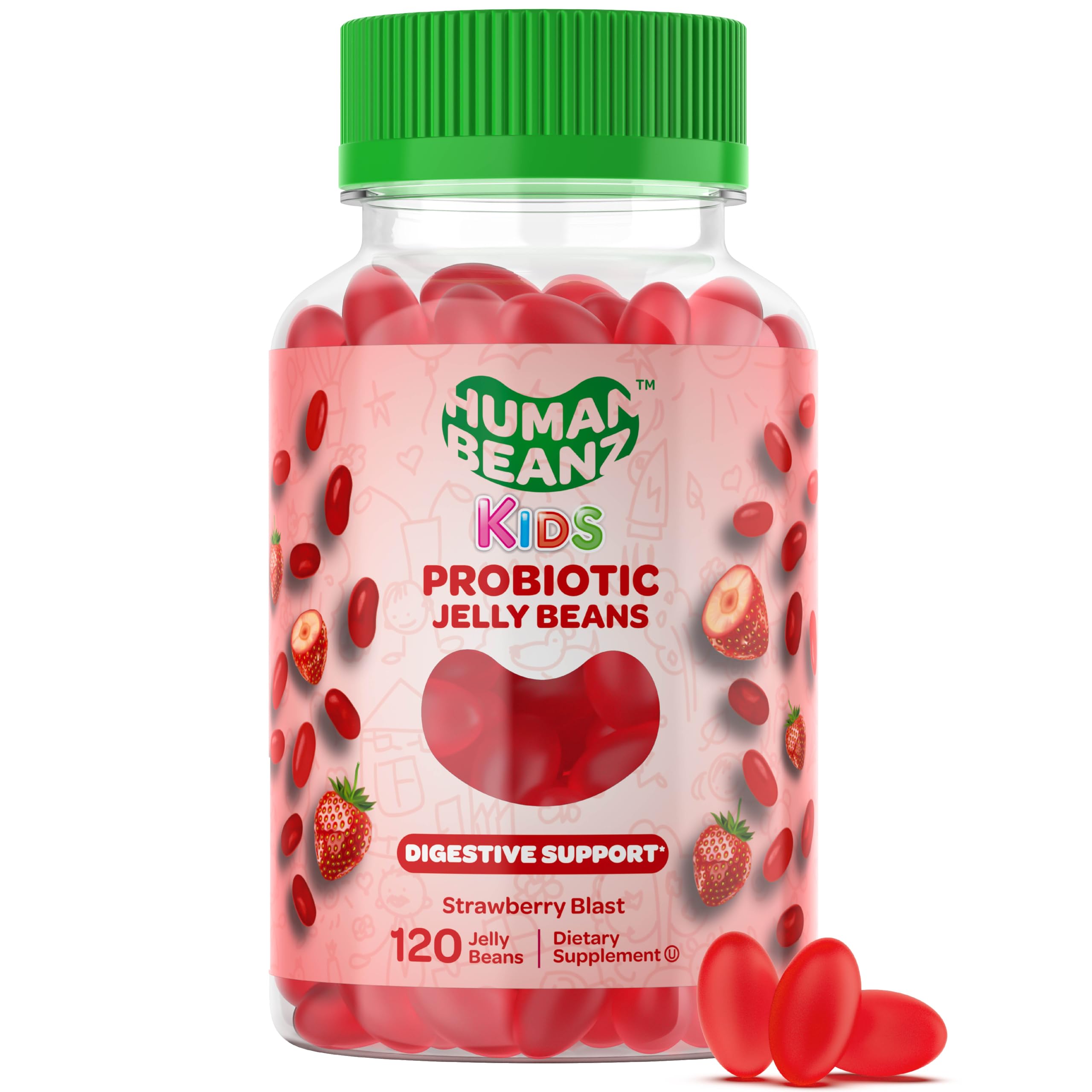 Foto 2 pulgar | Gomitas De Gelatina Probióticas Human Beanz Kids 120 Fresas - Venta Internacional.