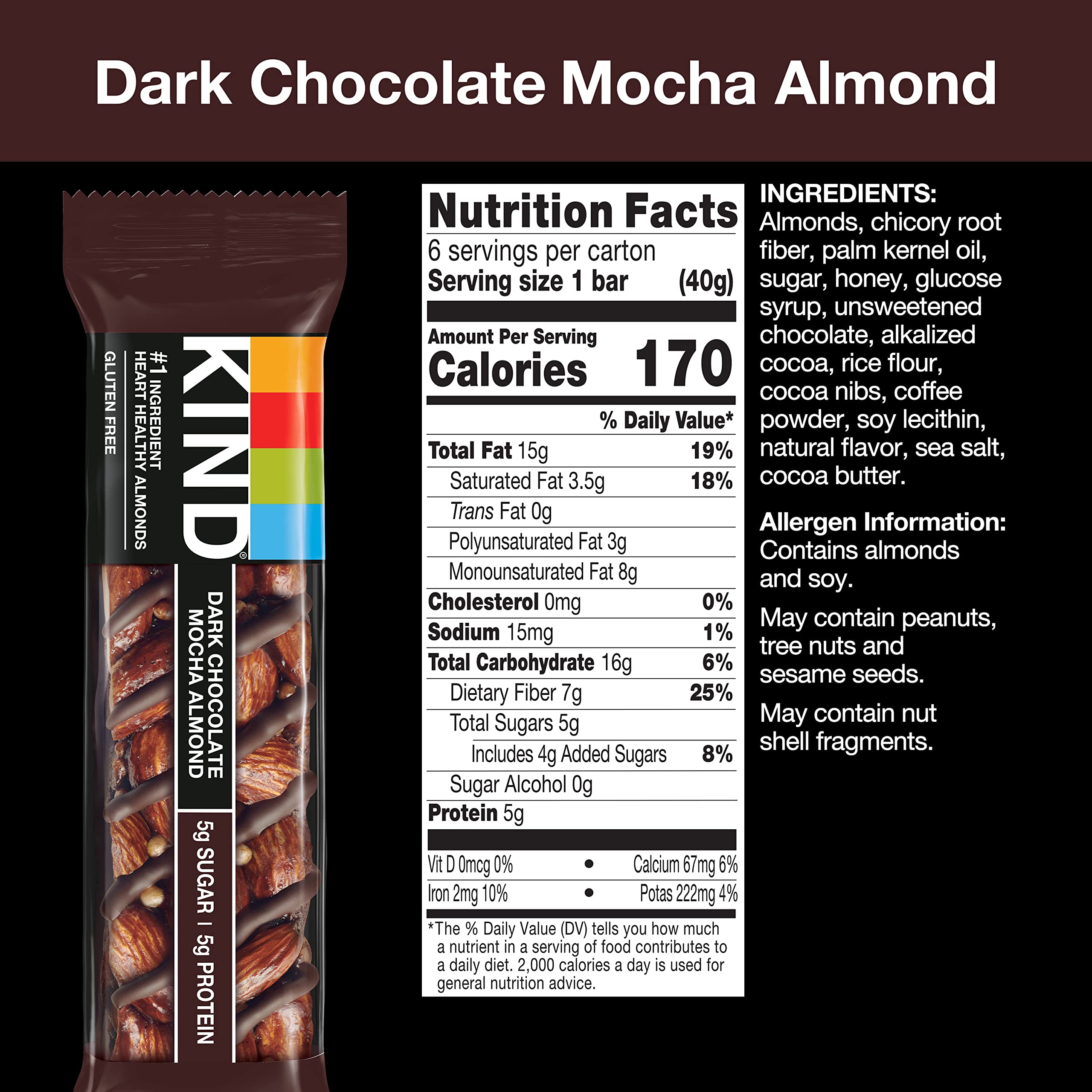 Foto 4 pulgar | Snack Bar Kind Chocolate Negro  Moca Y Almendras  40 G X 12 - Venta Internacional.