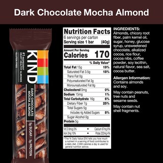 Foto 3 | Snack Bar Kind Chocolate Negro Moca Y Almendras 40 G X 12 - Venta Internacional.