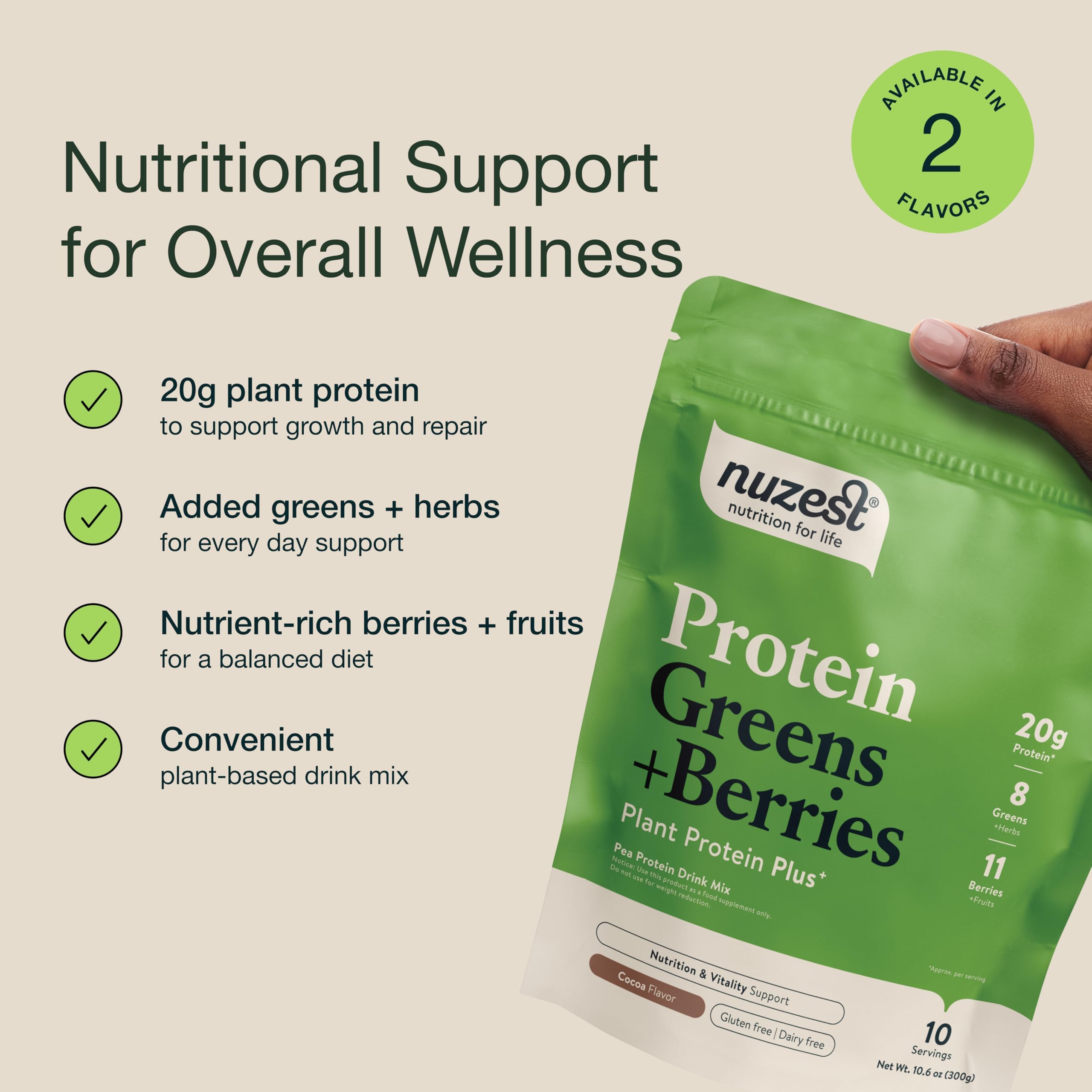 Foto 3 | Mezcla De Batido Proteico Nuzest Protein Greens + Berries 300 G - Venta Internacional.