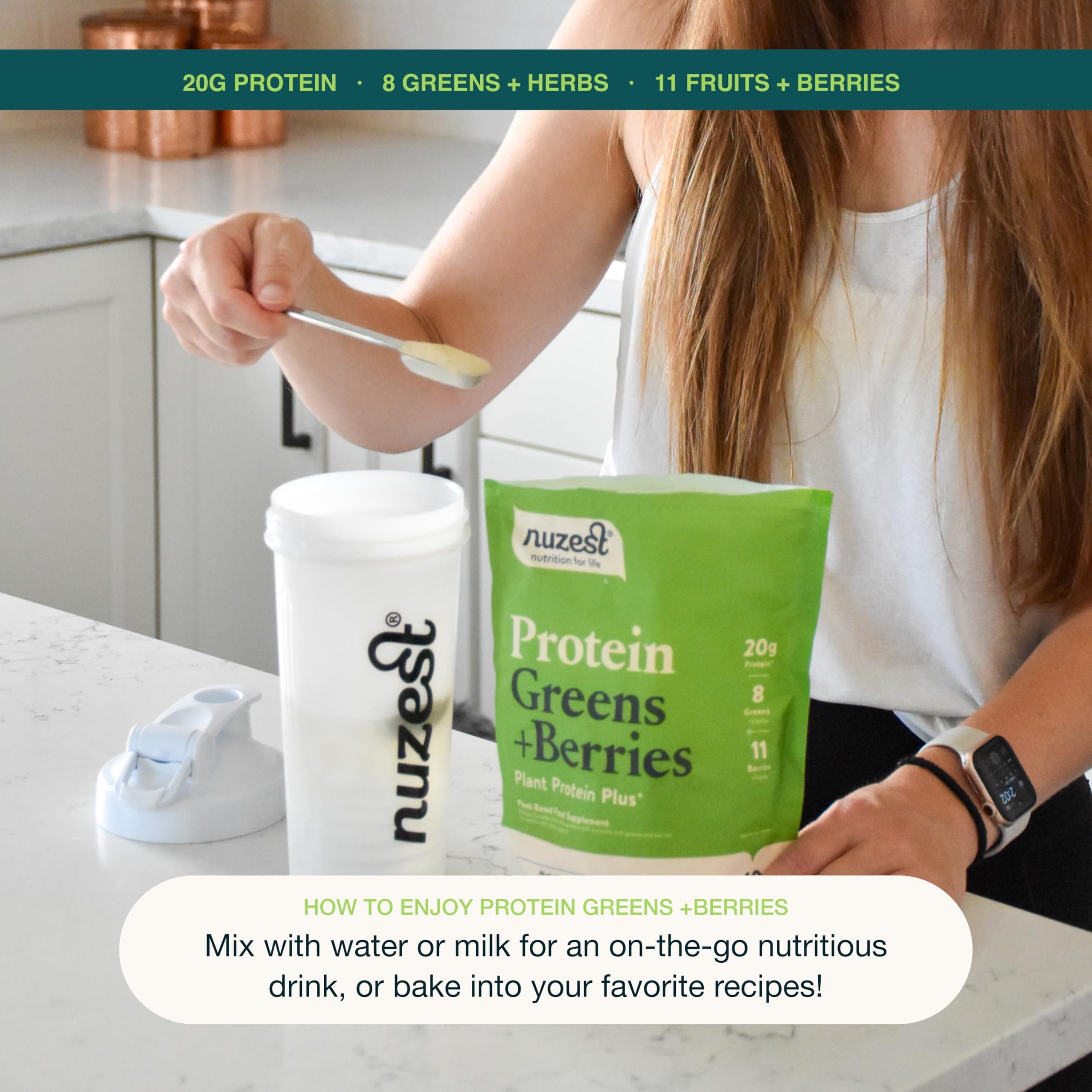 Foto 7 | Mezcla De Batido Proteico Nuzest Protein Greens + Berries 300 G - Venta Internacional.