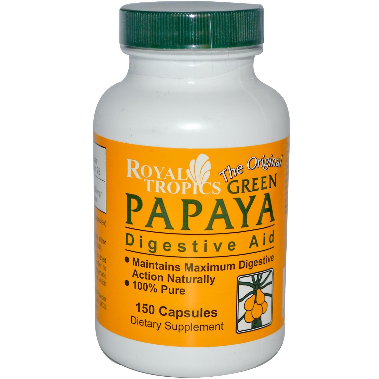 Foto 2 pulgar | Suplemento Royal Tropics Green Papaya Digestive Enzymes 150 Cápsulas - Venta Internacional.