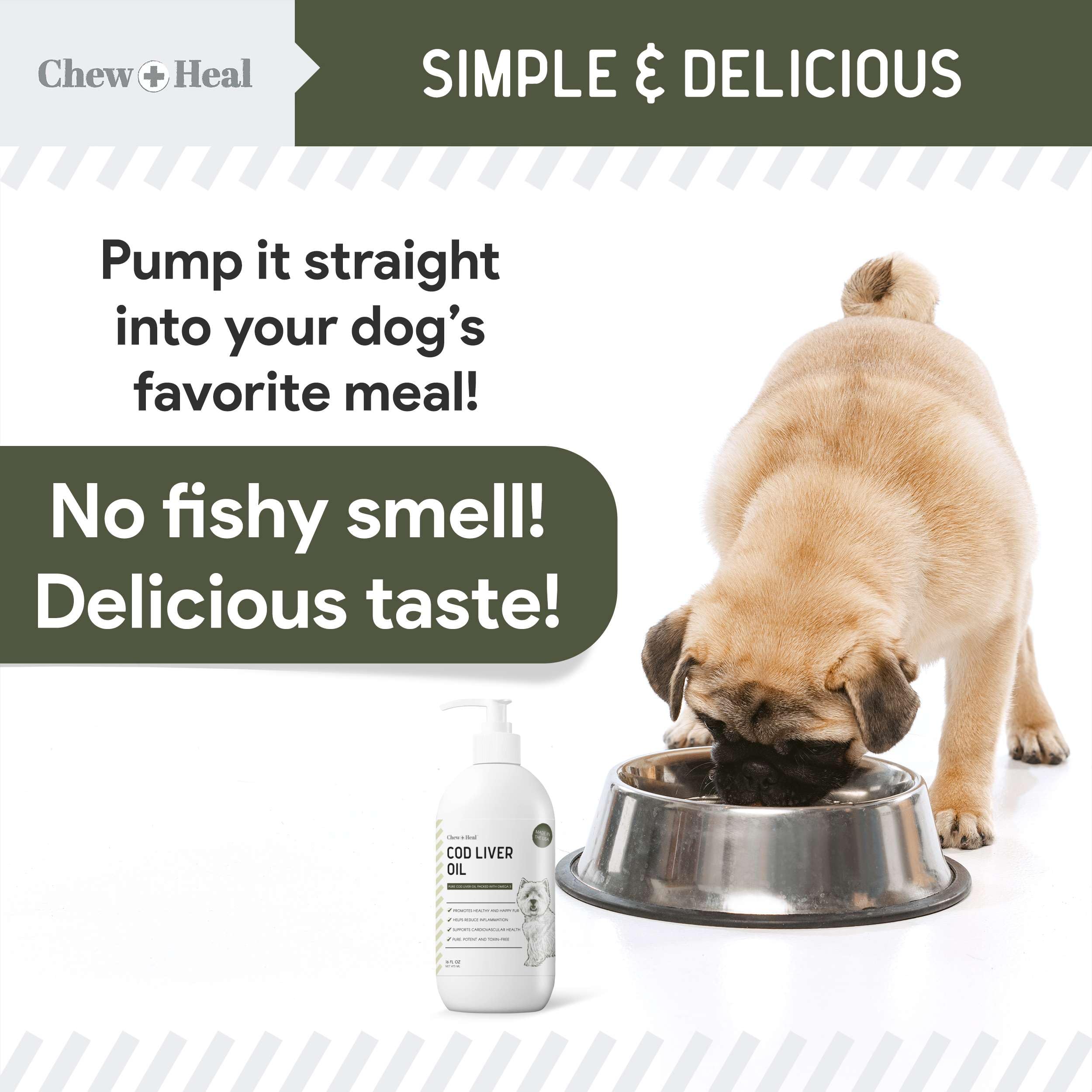 Foto 7 pulgar | Suplemento De Aceite De Hígado De Bacalao Chew + Heal Para Perros  473 Ml - Venta Internacional.