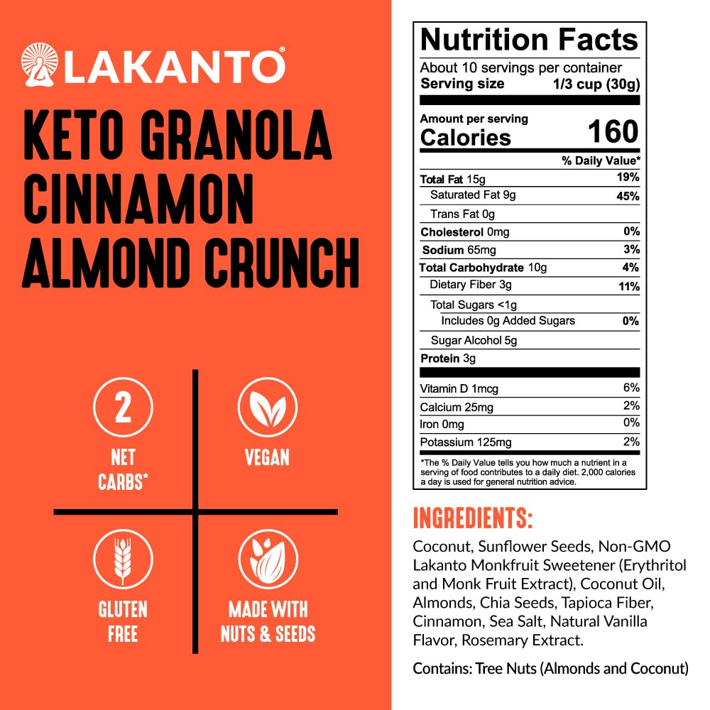 Foto 4 pulgar | Granola Lakanto Cinnamon Almond Crunch  325 Ml  Cetogénica Vegana - Venta Internacional.