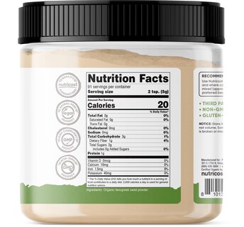 Foto 5 | Polvo De Alholva Orgánico Nutricost 454 G Certificado Por El Usda - Venta Internacional.