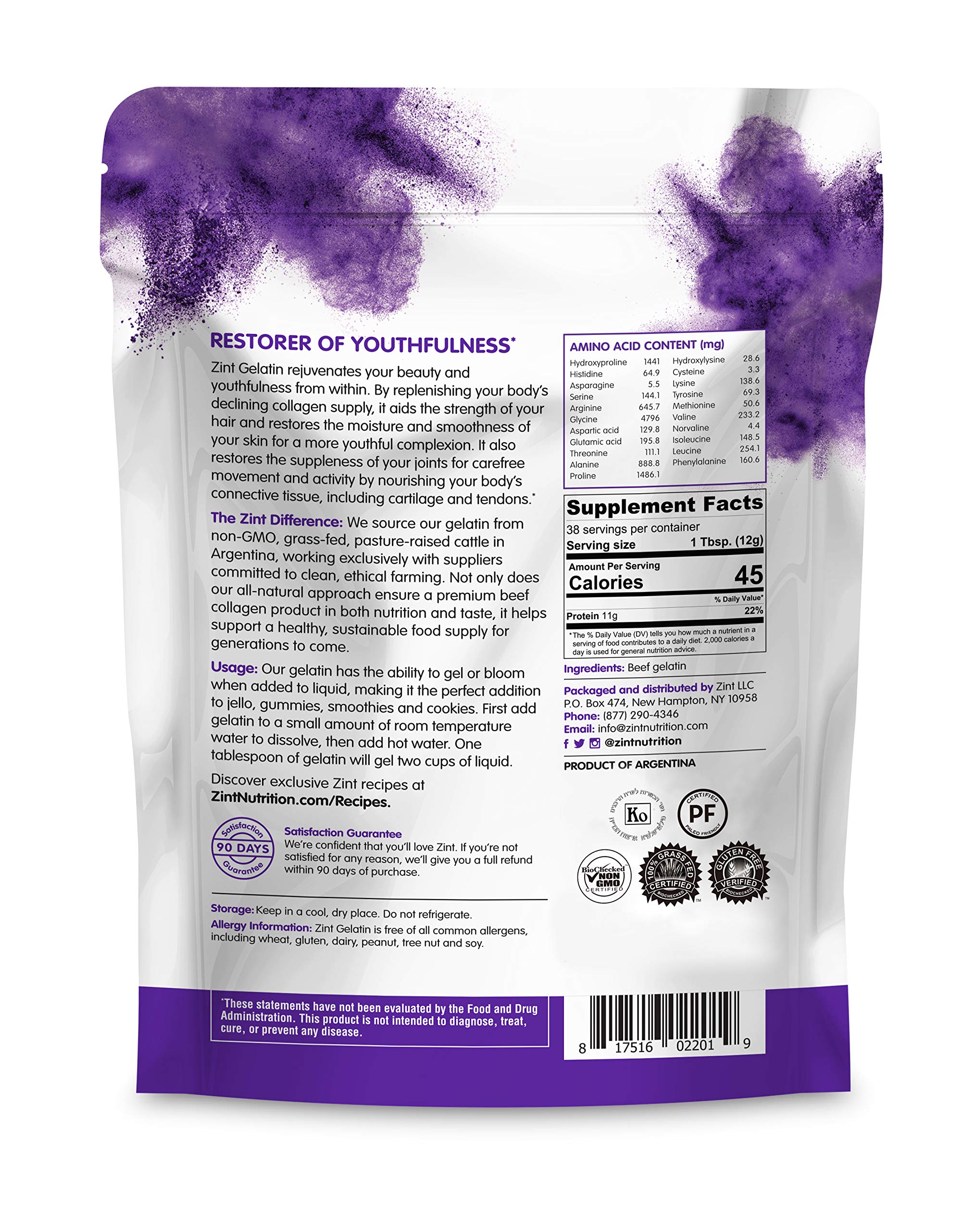 Foto 3 pulgar | Gelatina En Polvo Zint Sin Sabor  473 Ml  Colágeno Antienvejecimiento - Venta Internacional.