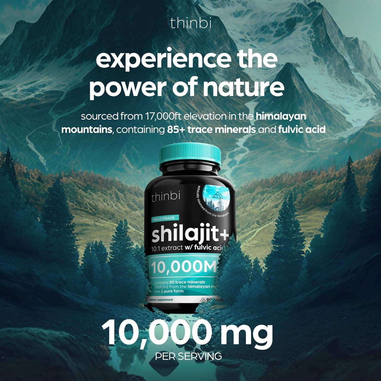 Foto 3 pulgar | Suplemento Thinbi Pure Himalayan Shilajit  10000 Mg  90 Cápsulas - Venta Internacional.