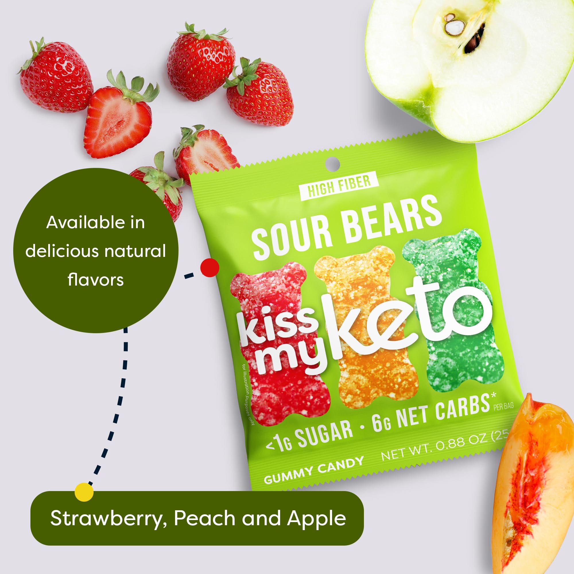 Foto 3 | Gummies Candy Kiss My Keto Sour Bears Bajas En Carbohidratos  Paquete De 8 - Venta Internacional.