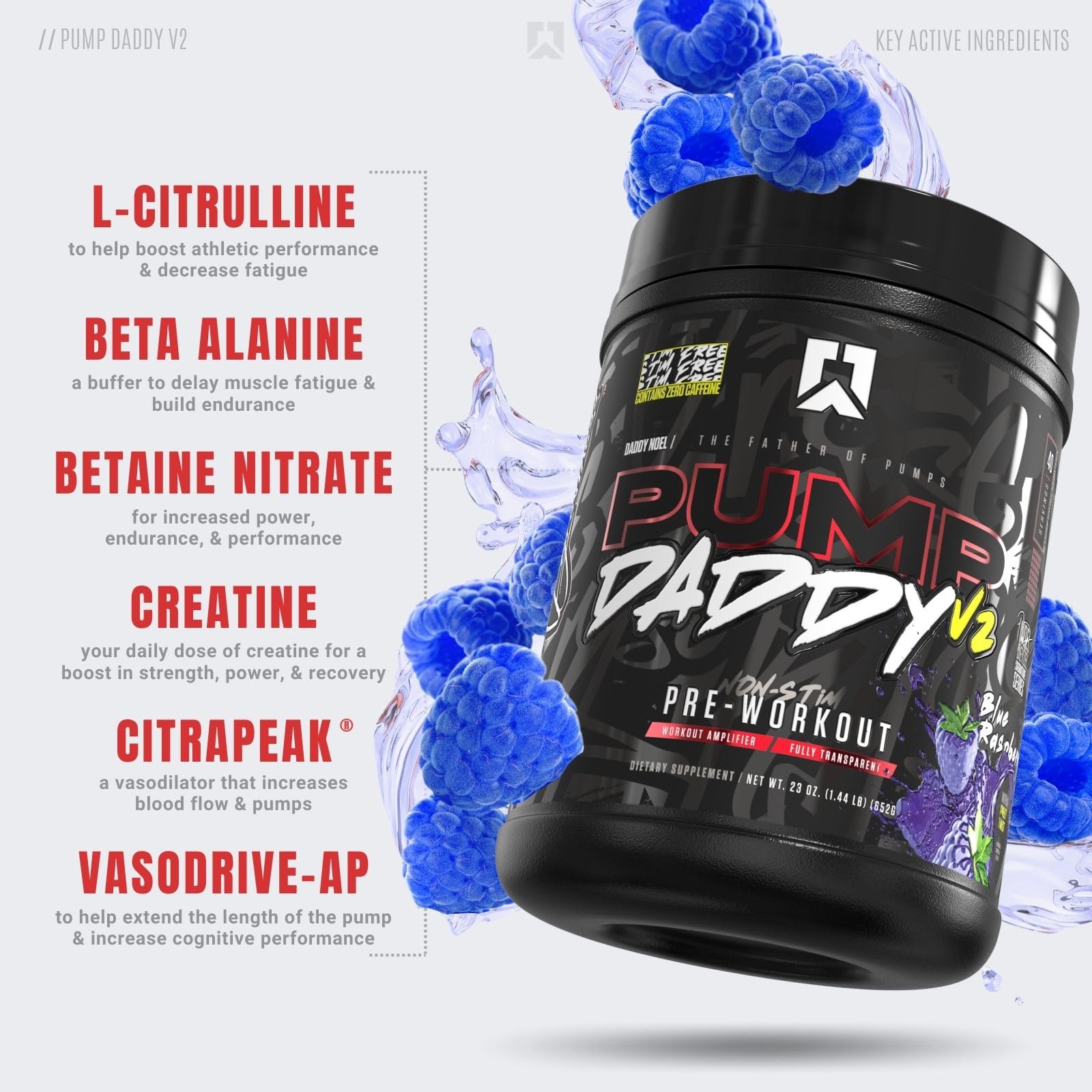 Foto 3 | Suplemento Ryse Up Pump Daddy V2  Antiestimulante  Preentrenamiento  40 Dosis - Venta Internacional.