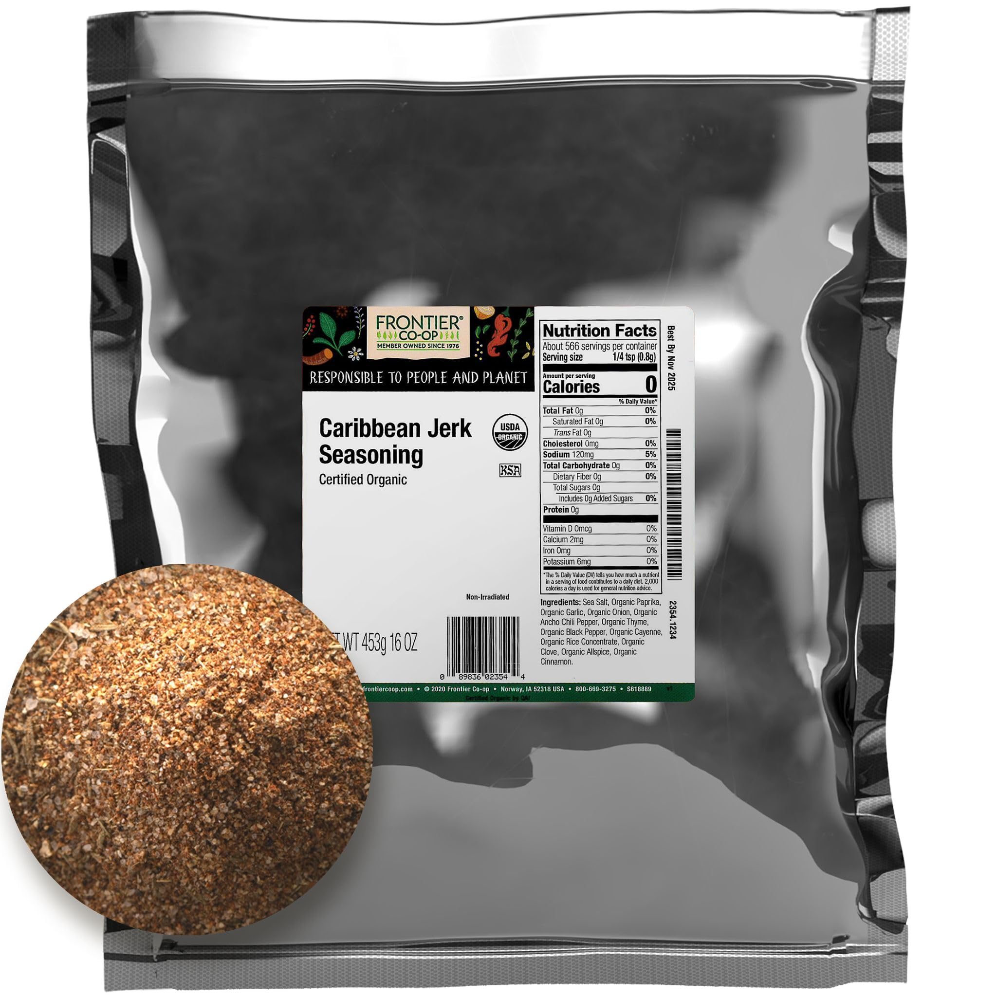 Foto 2 pulgar | Condimento Frontier Bulk Caribbean Jerk Organic 473 Ml - Venta Internacional.