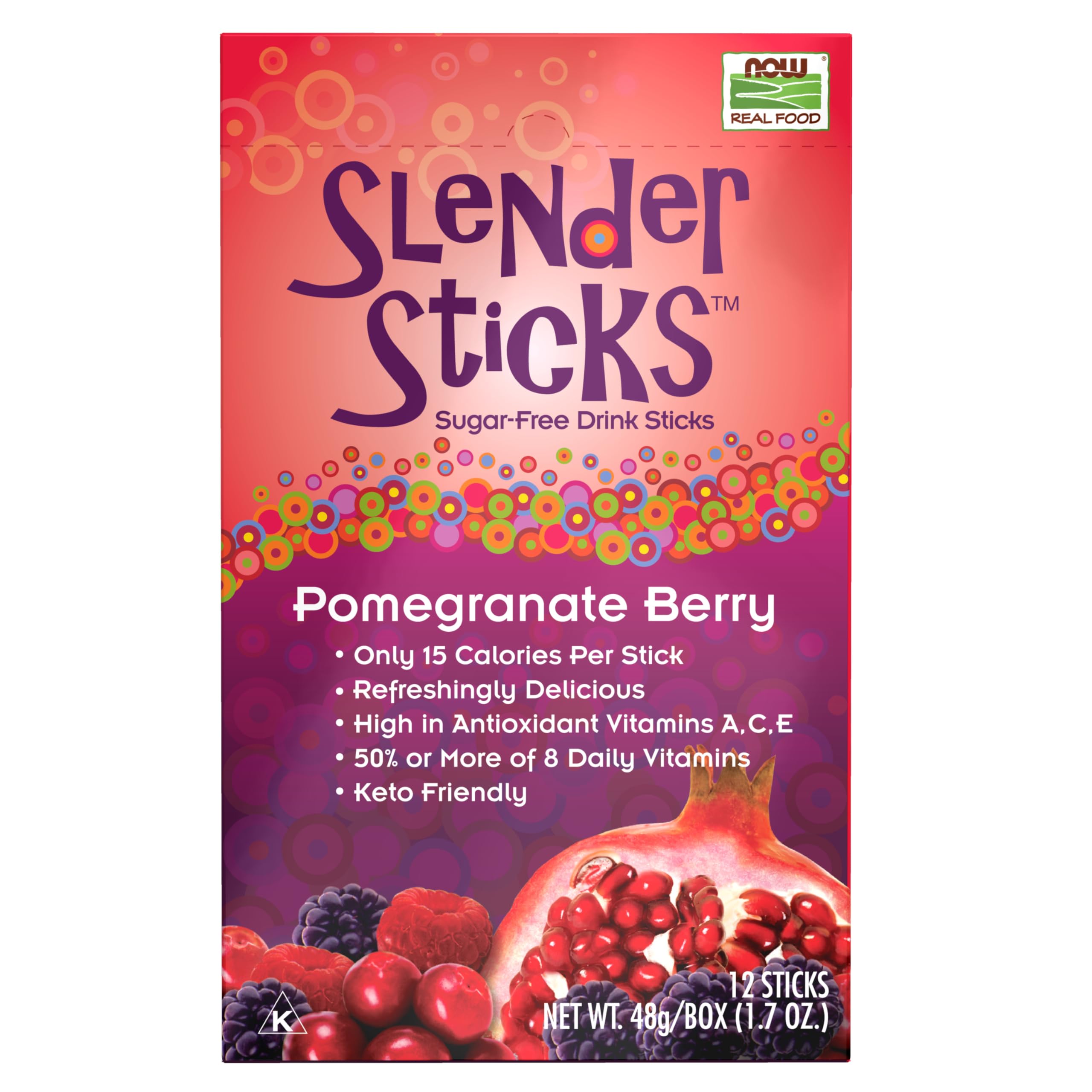 Foto 2 pulgar | Sticks Para Bebidas Now Foods Slender Sticks Pomegranate Berry  12 Unidades - Venta Internacional.