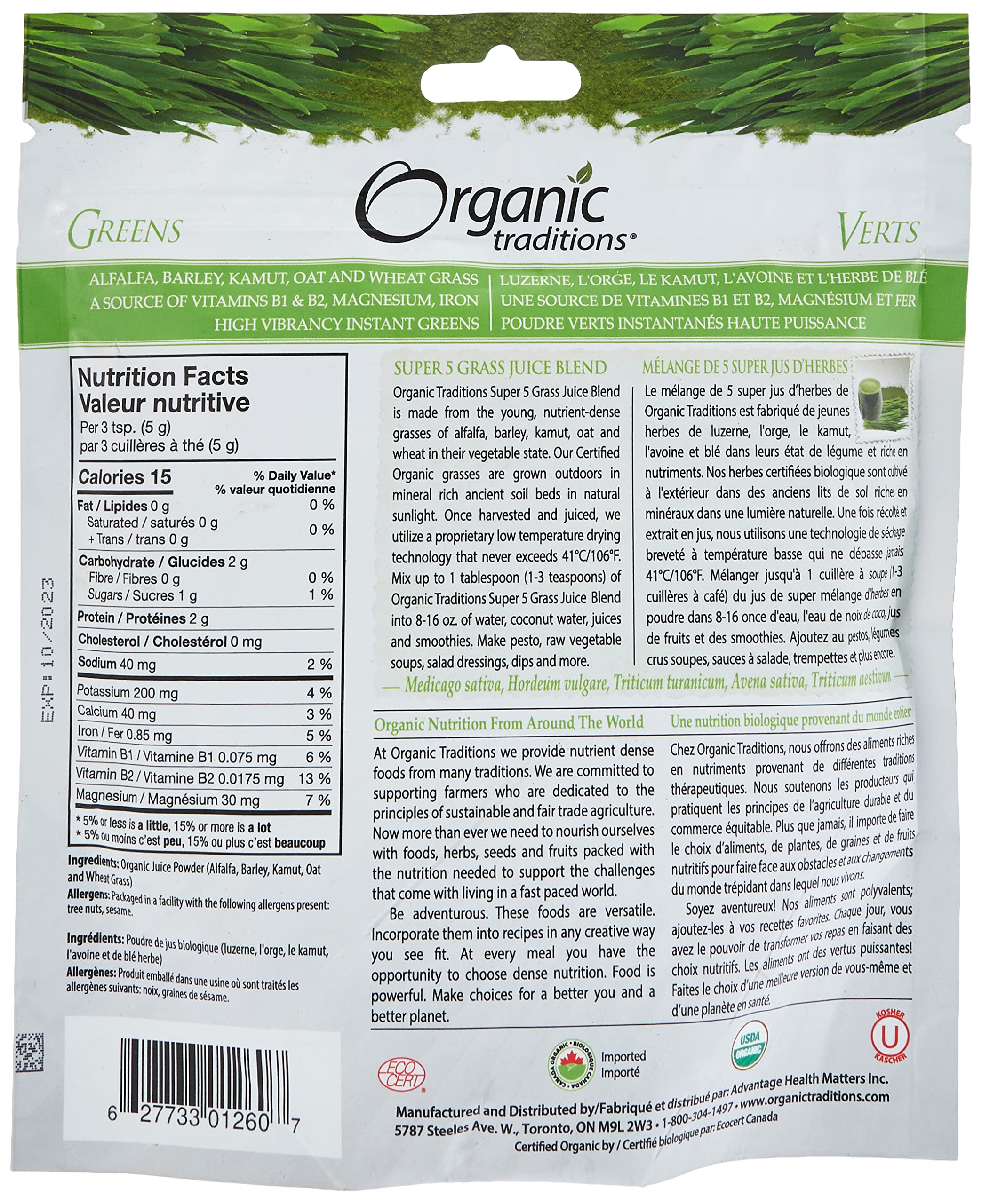 Foto 2 | Mezcla De Jugo De Hierba Super 5 Organic Traditions  150 G - Venta Internacional.