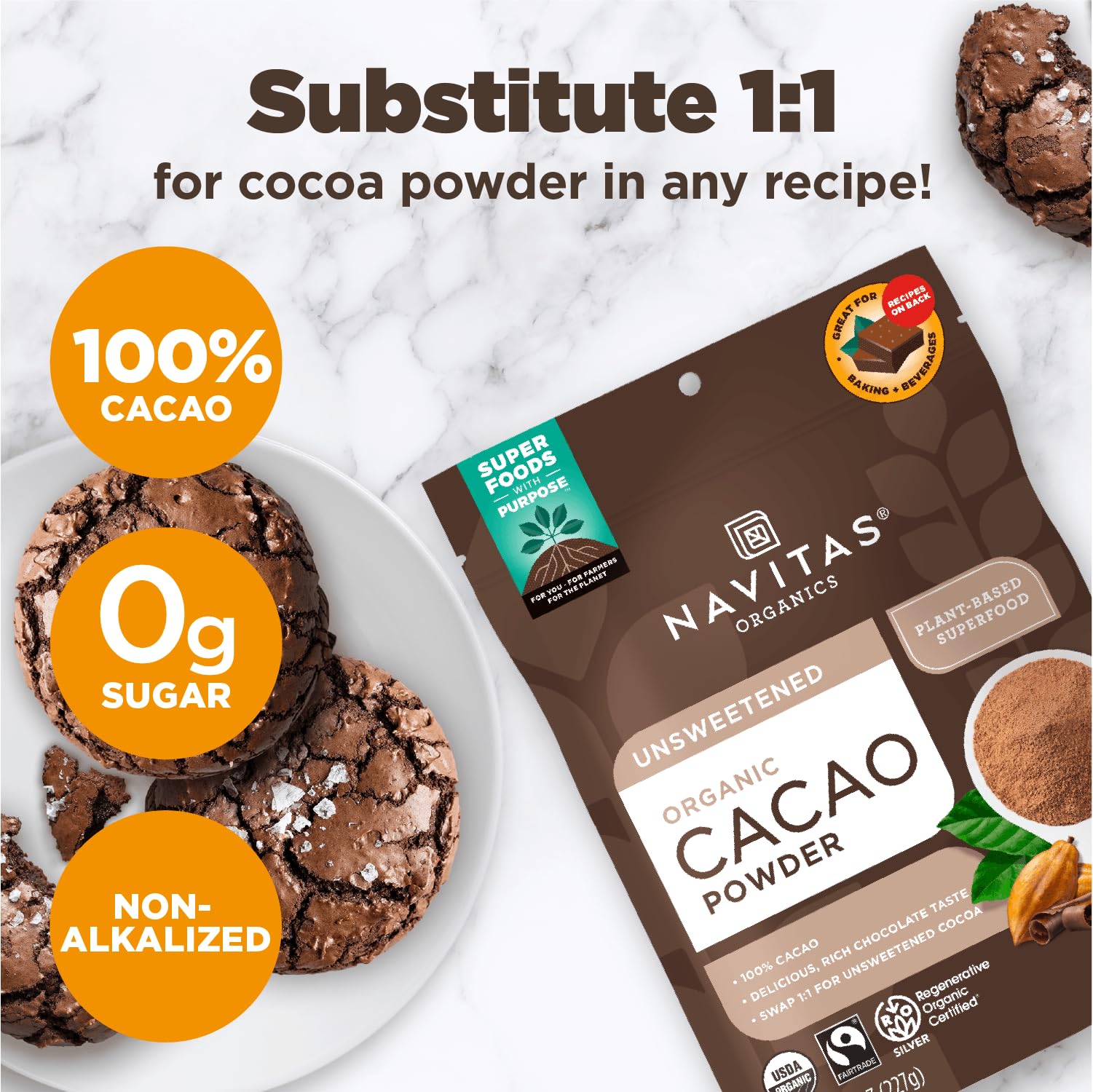 Foto 3 pulgar | Cacao En Polvo Navitas Organics Regenerative Organic 680 Ml - Venta Internacional.