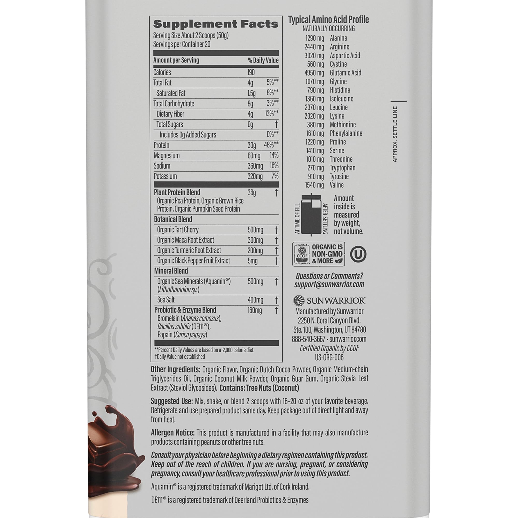 Foto 3 pulgar | Proteína En Polvo Sunwarrior Vegan Chocolate 600 G 20 Porciones - Venta Internacional.