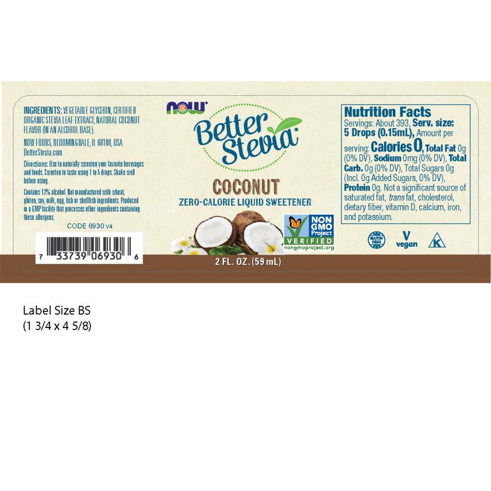 Foto 2 | Edulcorante Líquido Now Foods Betterstevia Coconut 60 Ml - Venta Internacional.