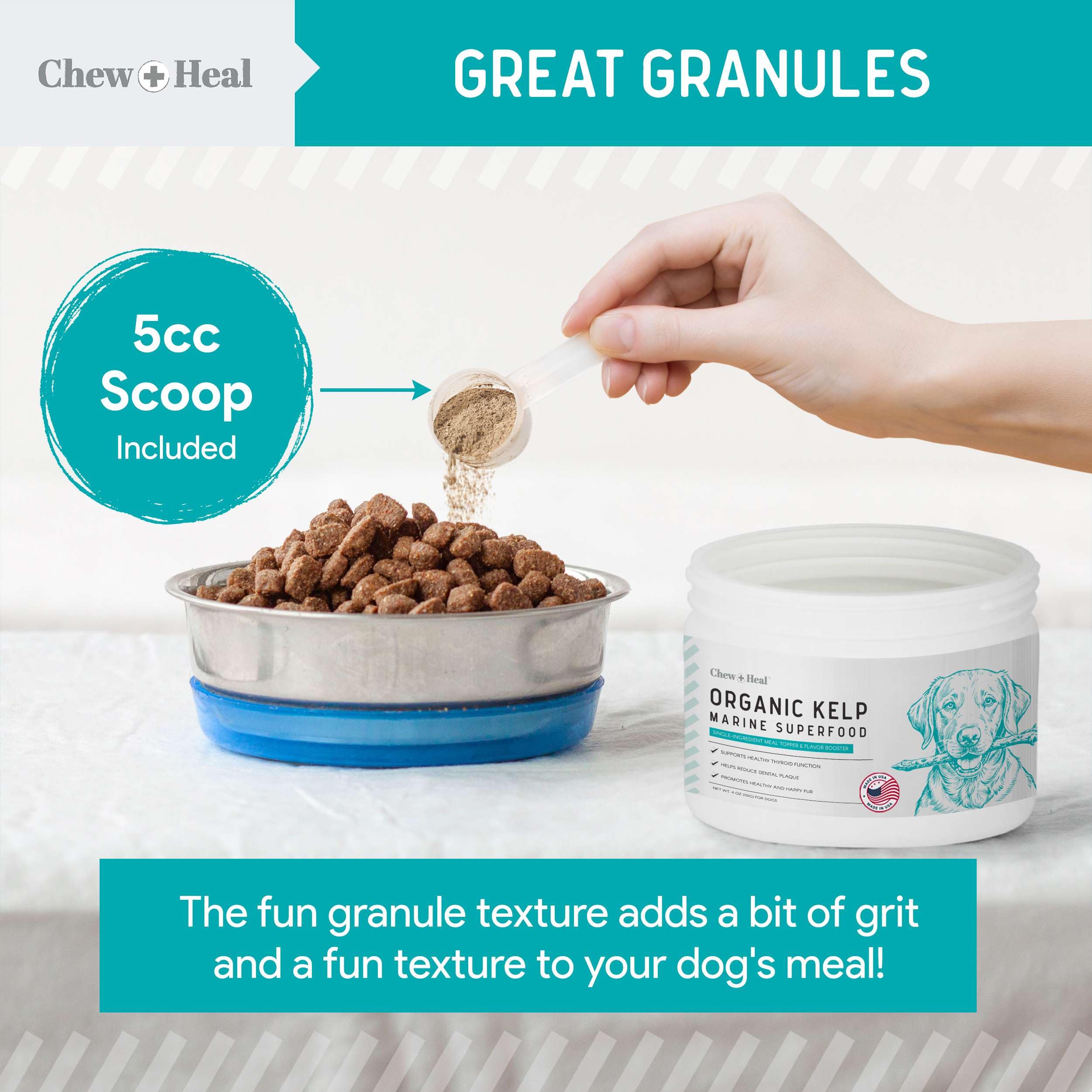 Foto 6 | Suplemento De Algas Marinas Chew + Heal Labs Para Perros 473 Ml Con Cuchara - Venta Internacional.