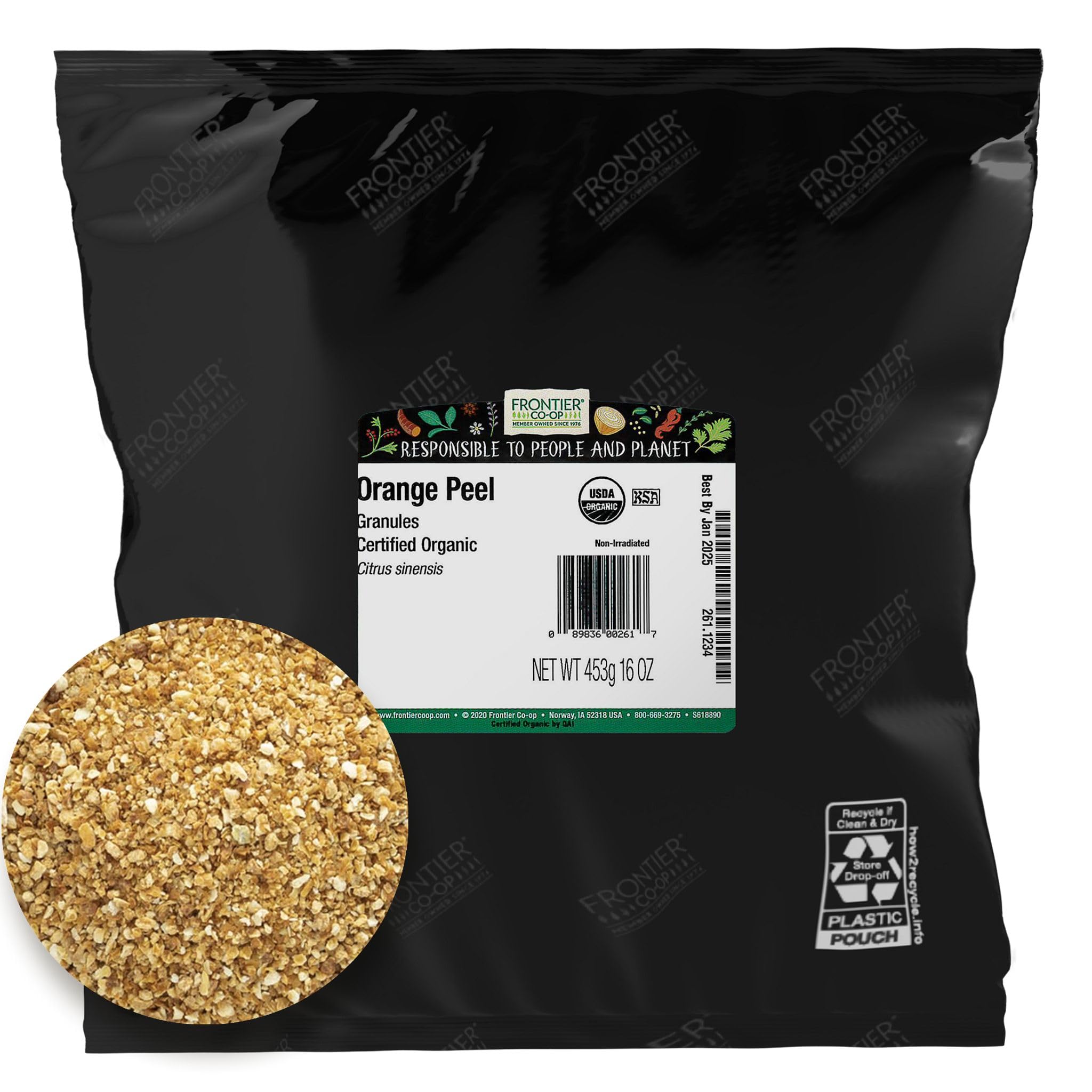 Foto 1 | Gránulos De Cáscara De Naranja Orgánica Frontier  Envasado A Granel De 454 G - Venta Internacional.