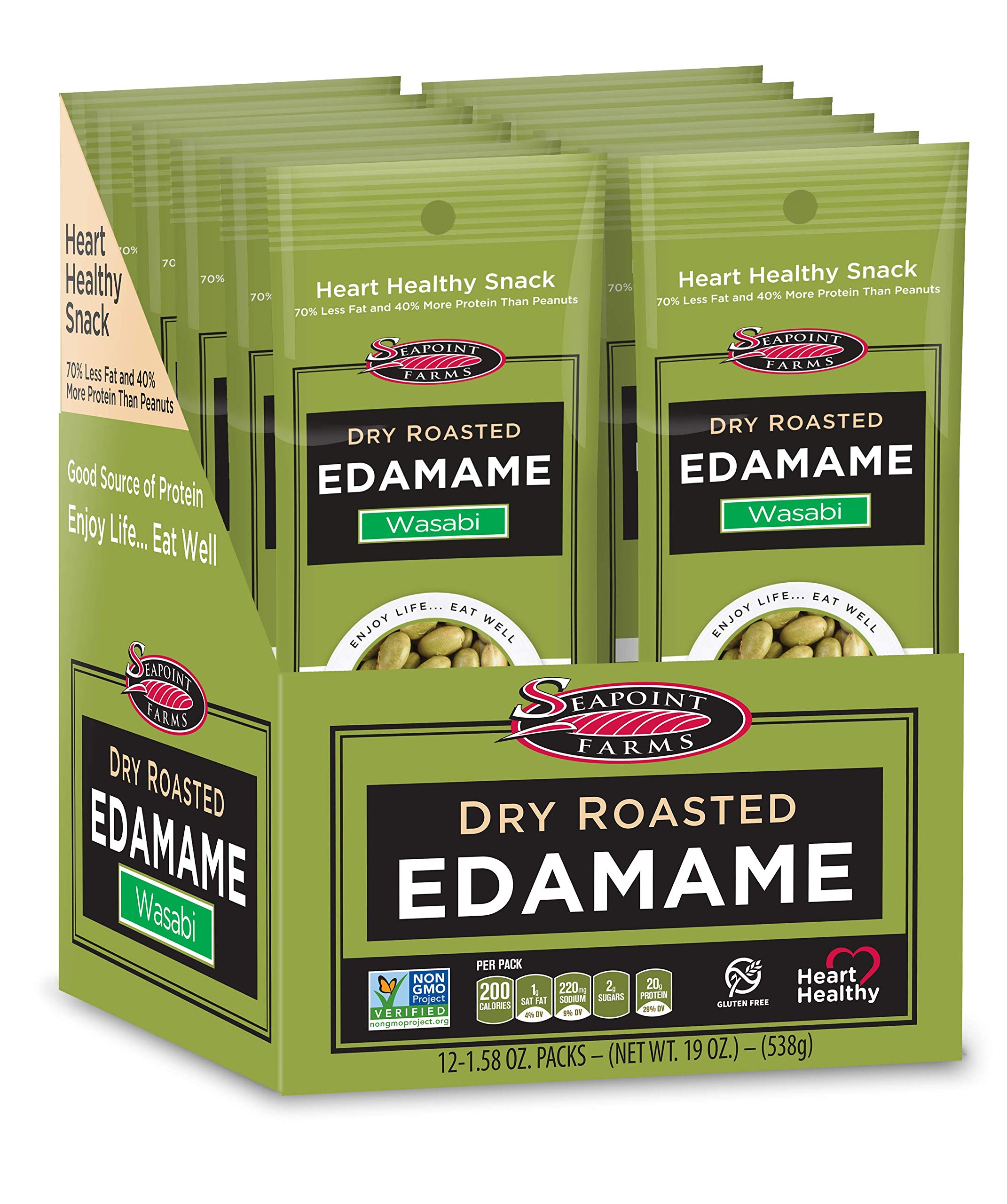 Foto 2 pulgar | Snack Seapoint Farms  Edamame Y Wasabi Tostado En Seco  44 8 G (paquete De 12) - Venta Internacional.