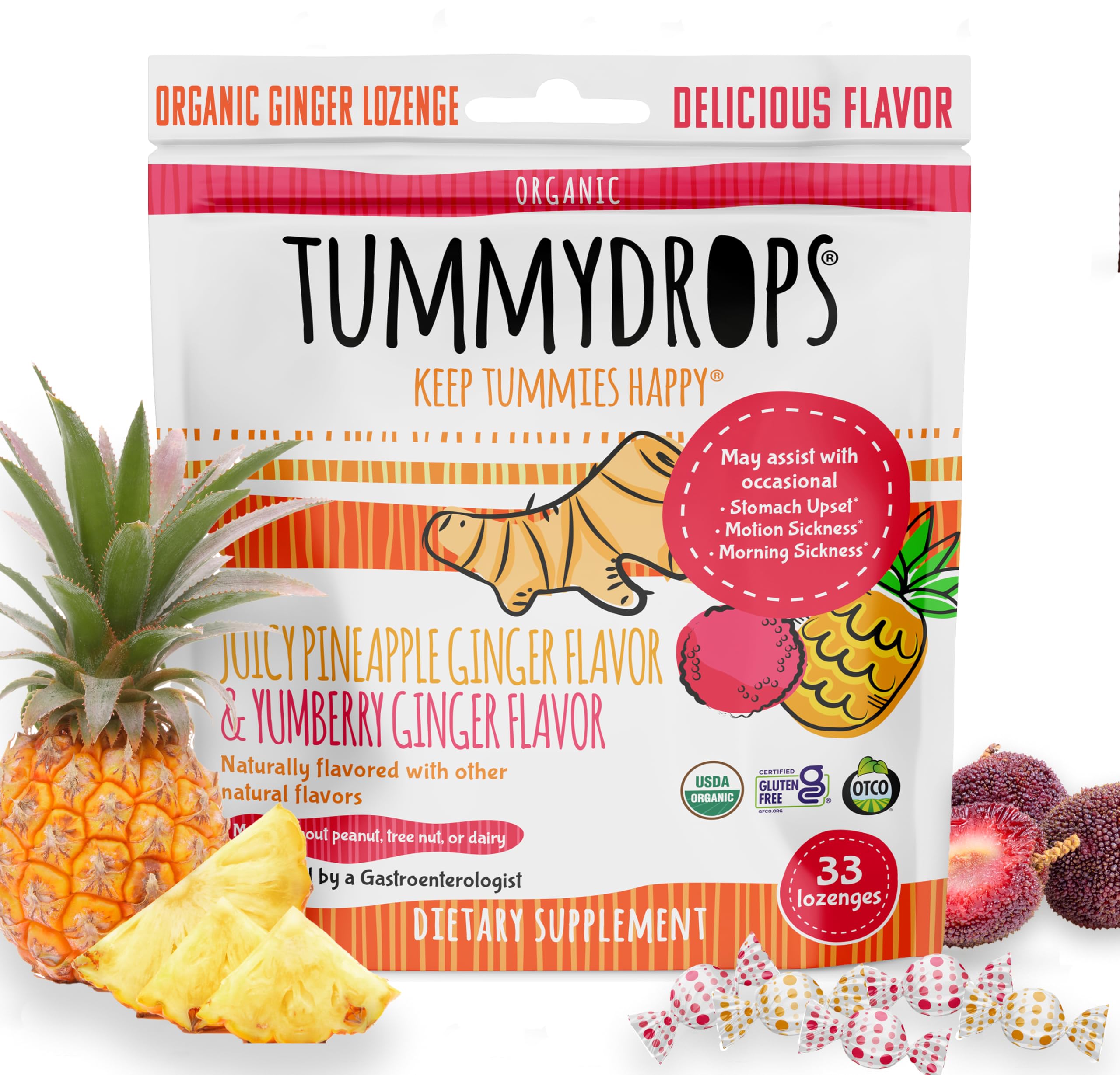 Foto 2 pulgar | Pastillas De Jengibre Tummydrops Usda Orgánicas  Sin Gluten Y Veganas - Venta Internacional.